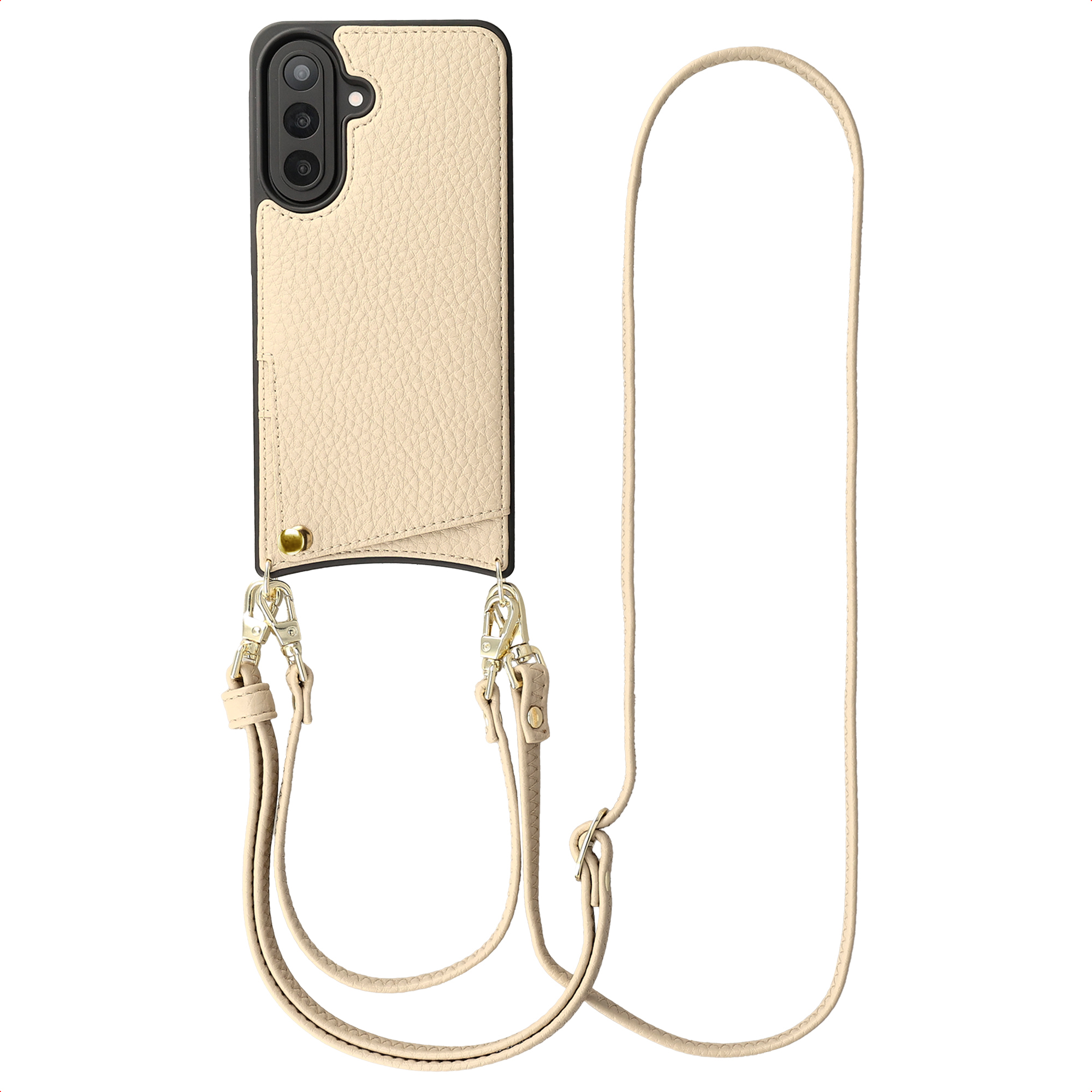 Selencia Nova HandyHülle mit Kordel und Kartenhalter für das Samsung Galaxy A57 (5G) - Beige