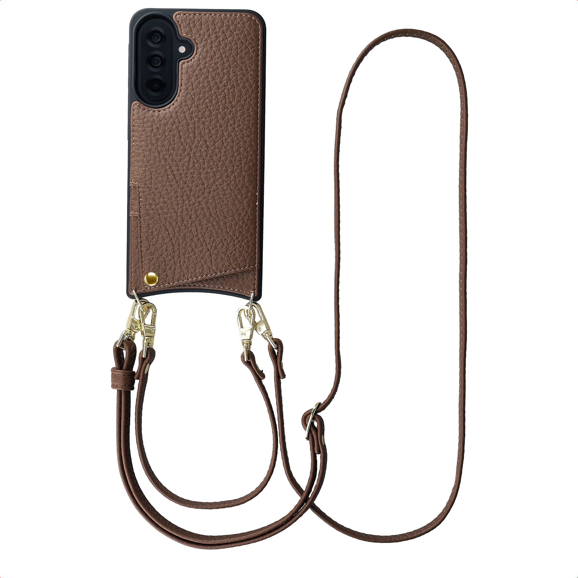 Selencia Nova HandyHülle mit Kordel und Kartenhalter für das Samsung Galaxy A37 (5G) - Mocha Brown