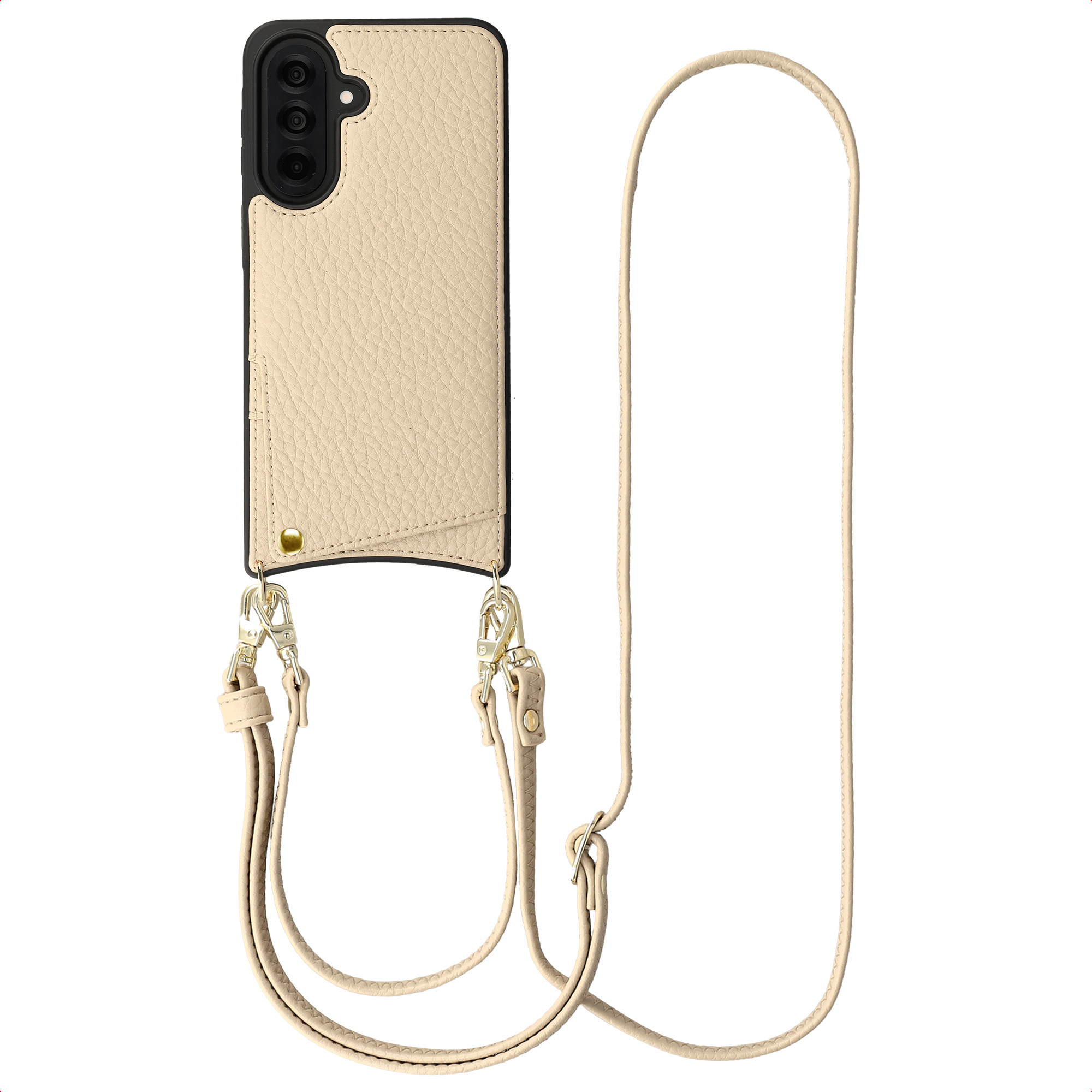 Selencia Nova HandyHülle mit Kordel und Kartenhalter für das Samsung Galaxy A37 (5G) - Beige