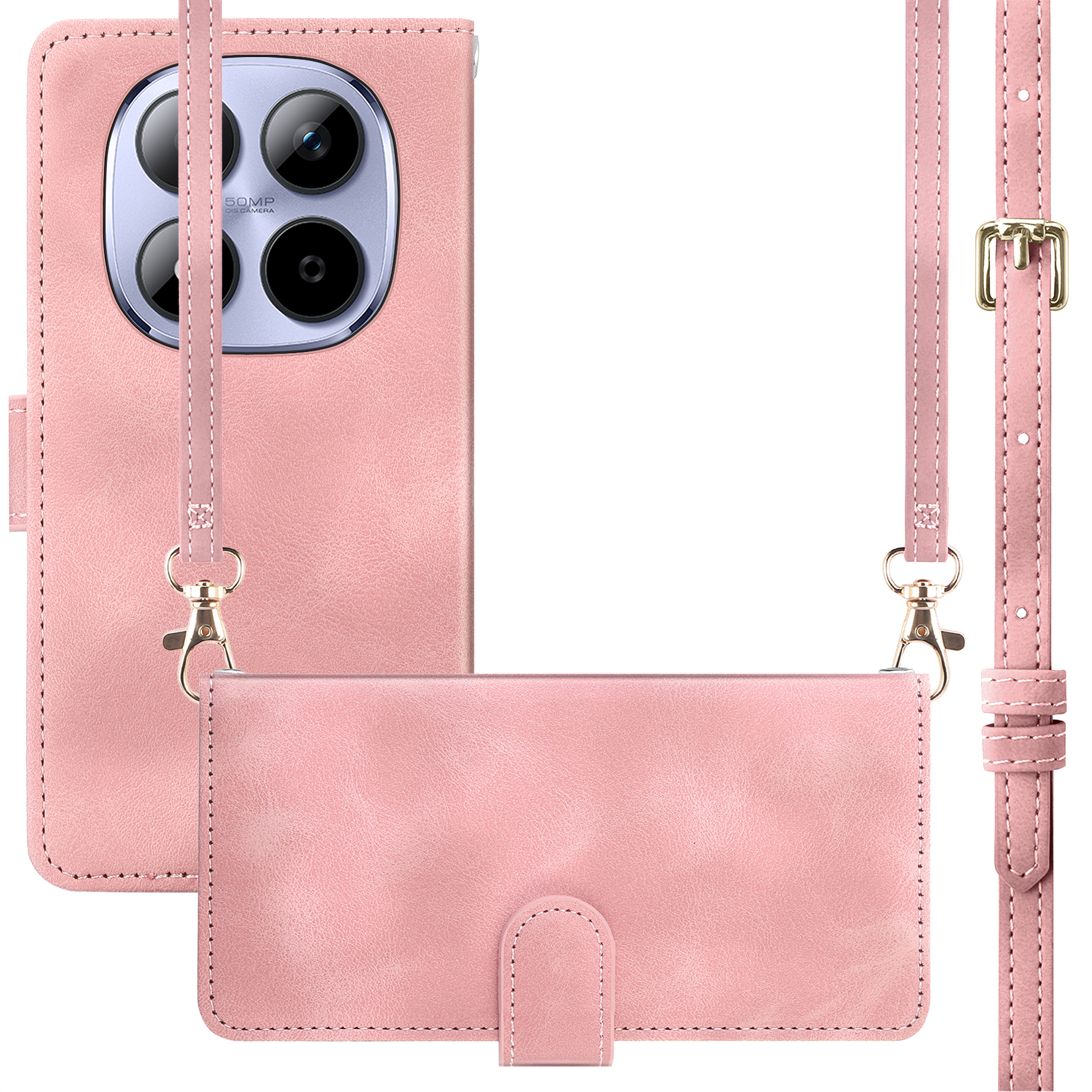imoshion Klapphülle mit Kordel für das Xiaomi Redmi Note 15 Pro (5G) - Rosa