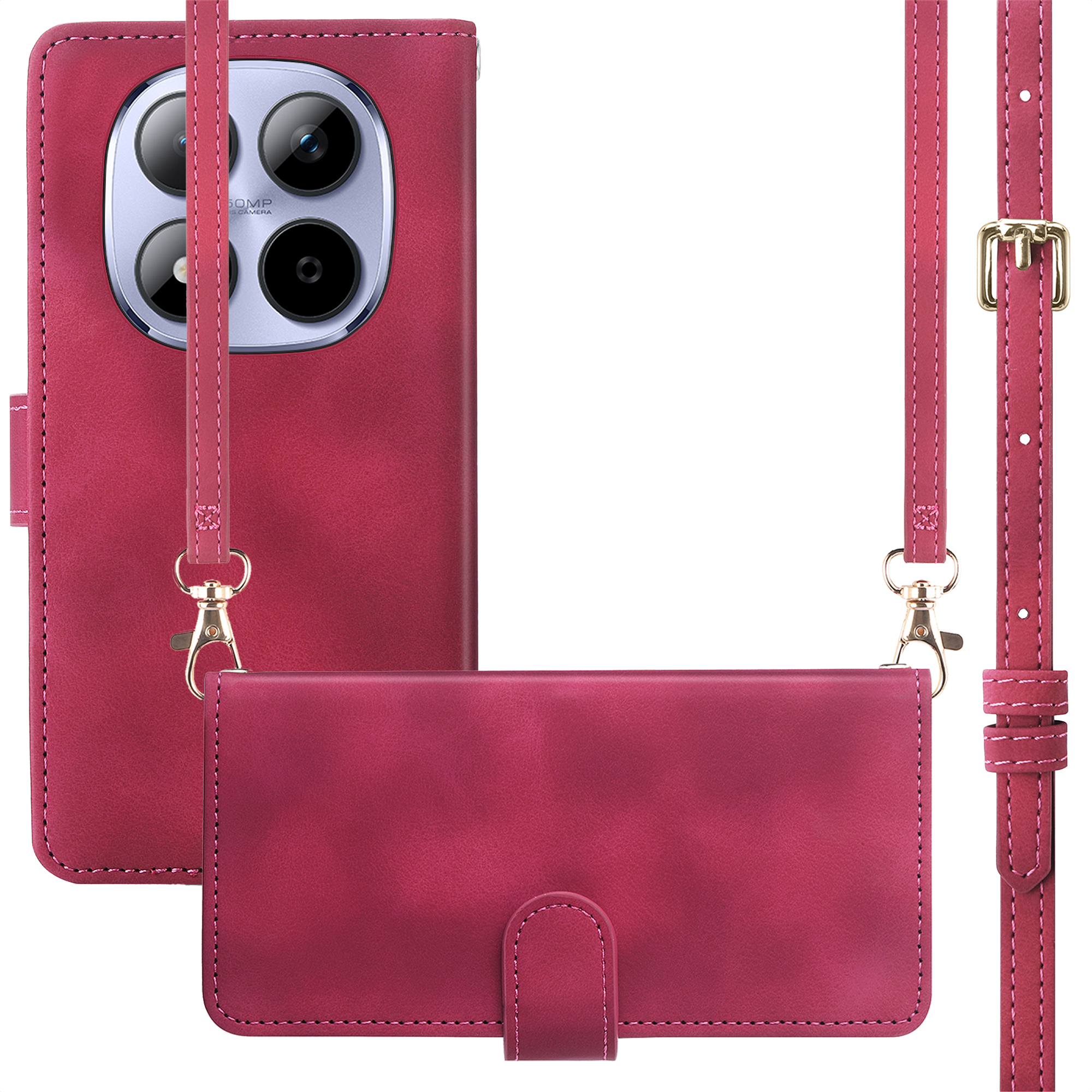 imoshion Klapphülle mit Kordel für das Xiaomi Redmi Note 15 Pro (4G) - Rot