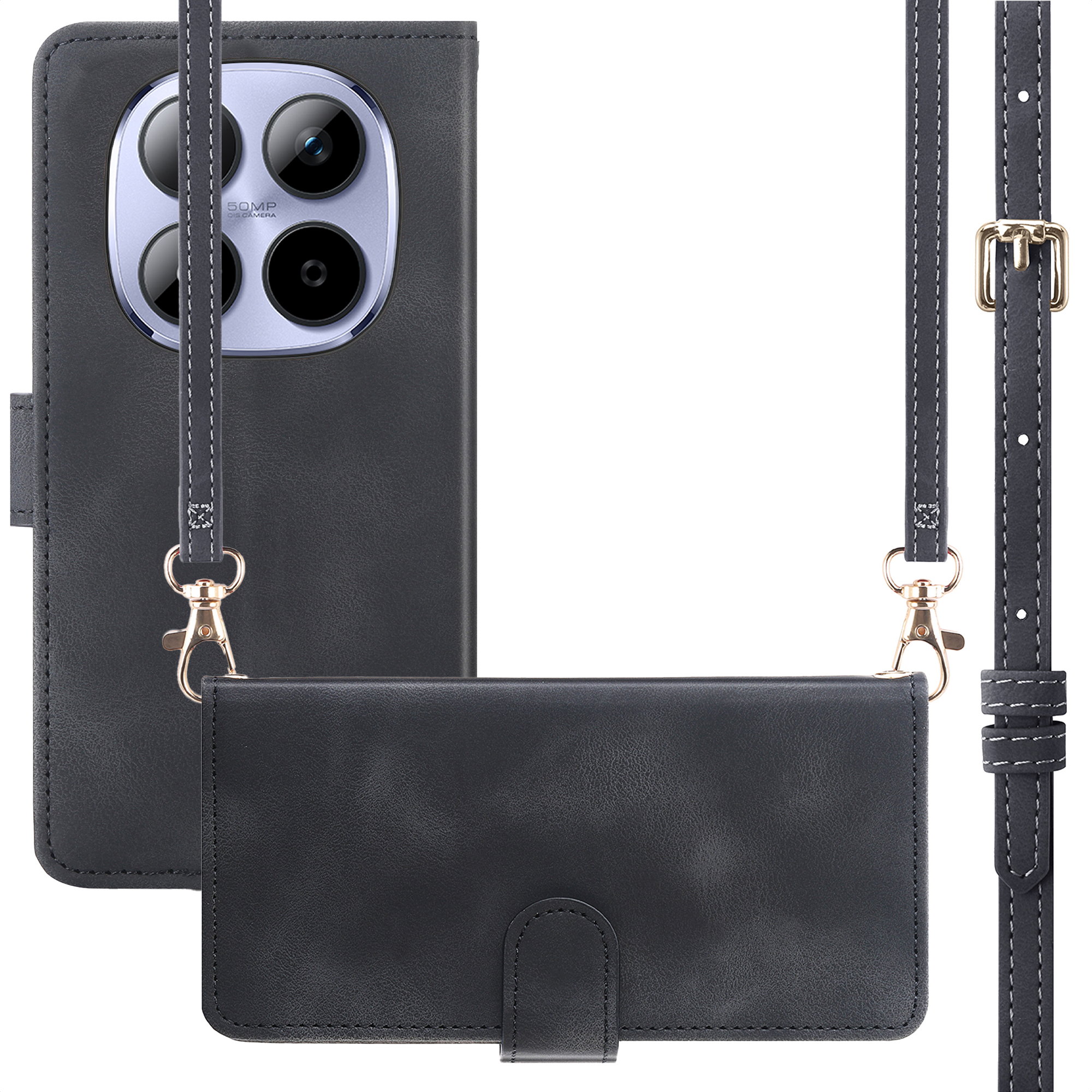 imoshion Klapphülle mit Kordel für das Xiaomi Redmi Note 15 Pro Plus (5G) - Schwarz