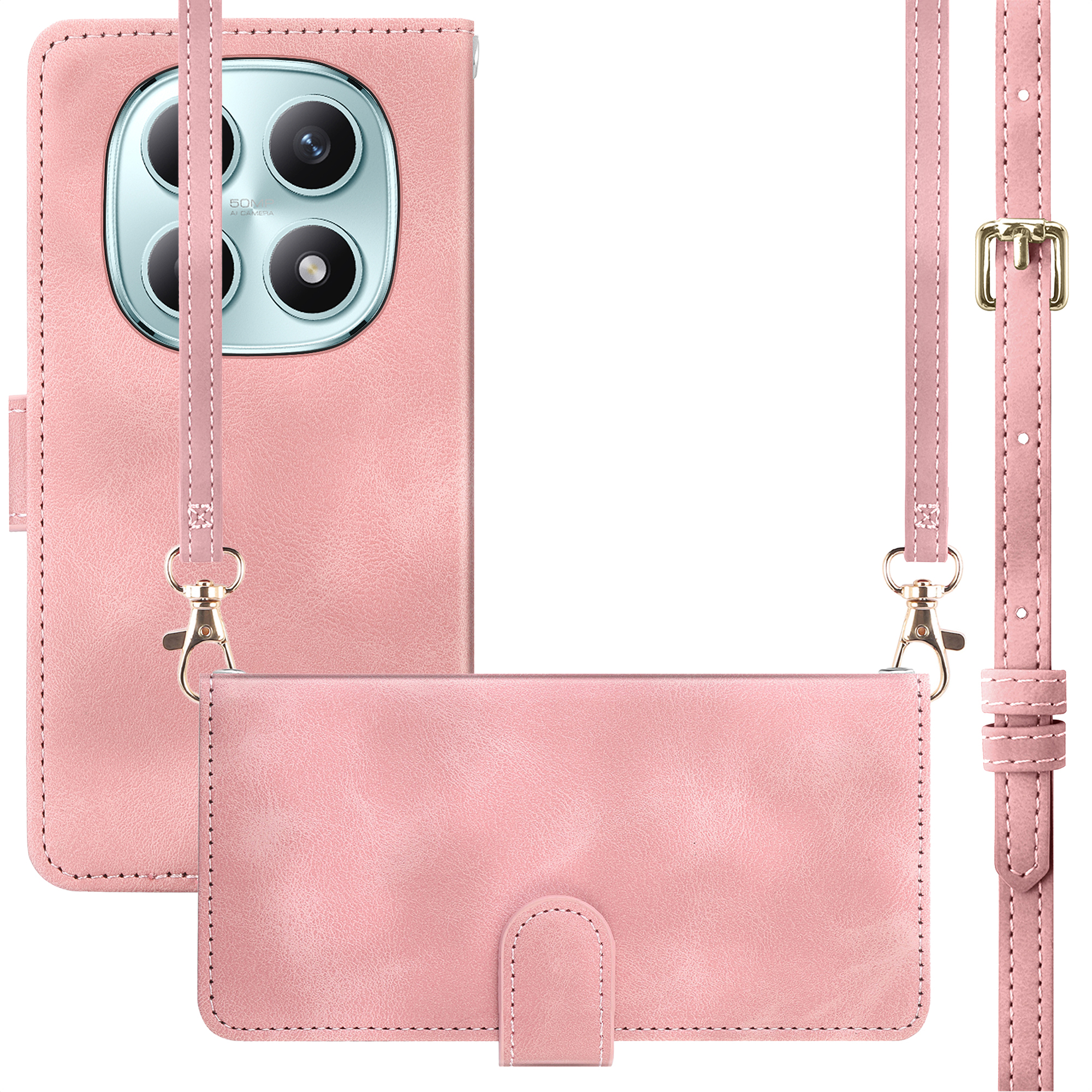imoshion Klapphülle mit Kordel für das Xiaomi Redmi Note 15 (5G) - Rosa