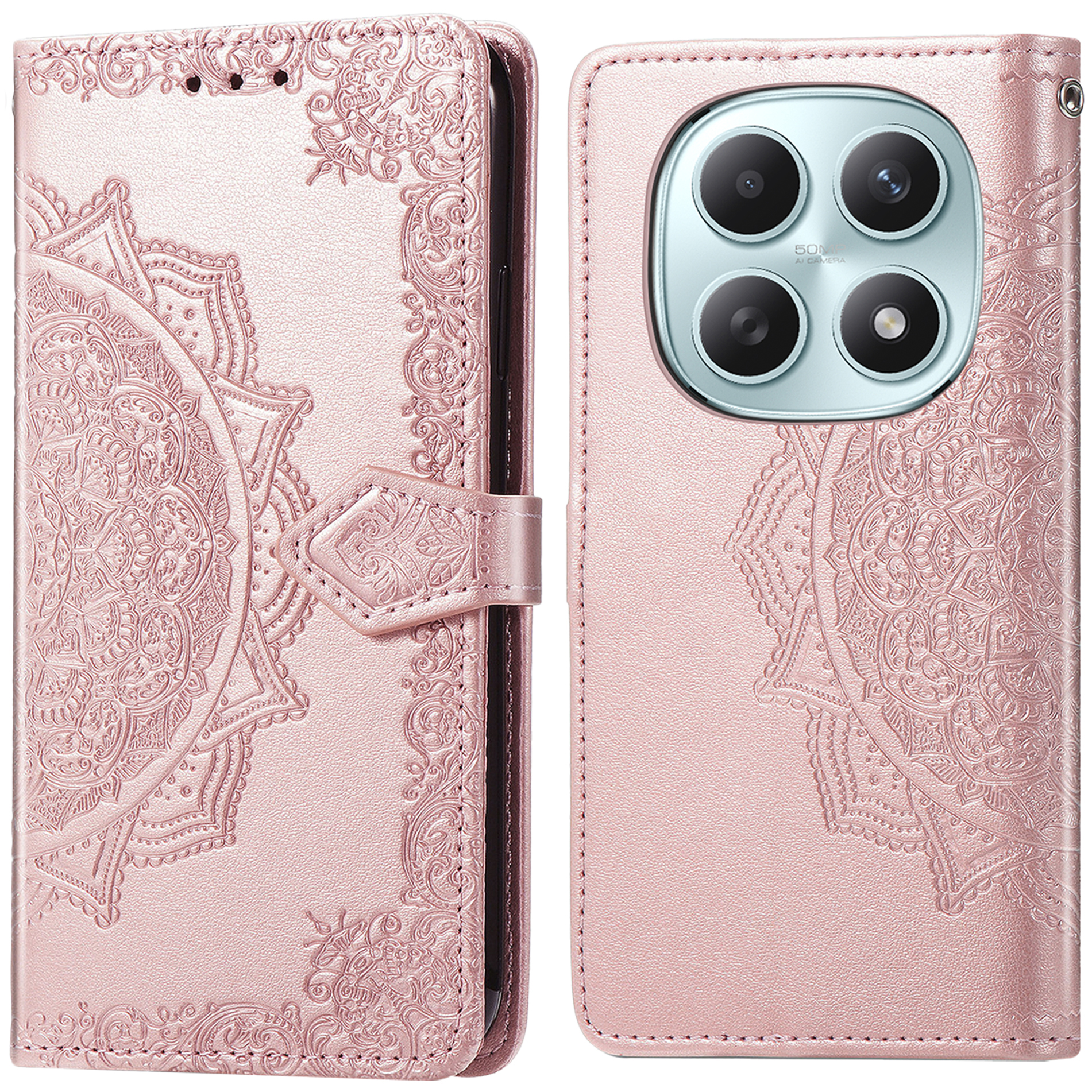 imoshion Mandala Klapphülle für das Xiaomi Redmi Note 15 (4G) - Rose Gold