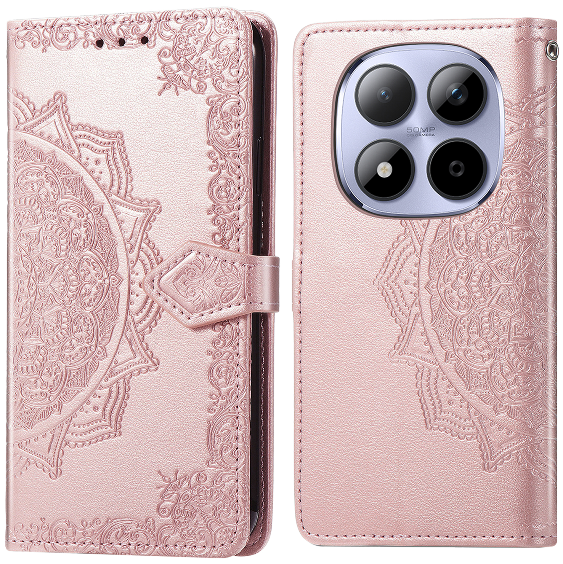 imoshion Mandala Klapphülle für das Xiaomi Redmi Note 15 Pro (4G) - Rose Gold