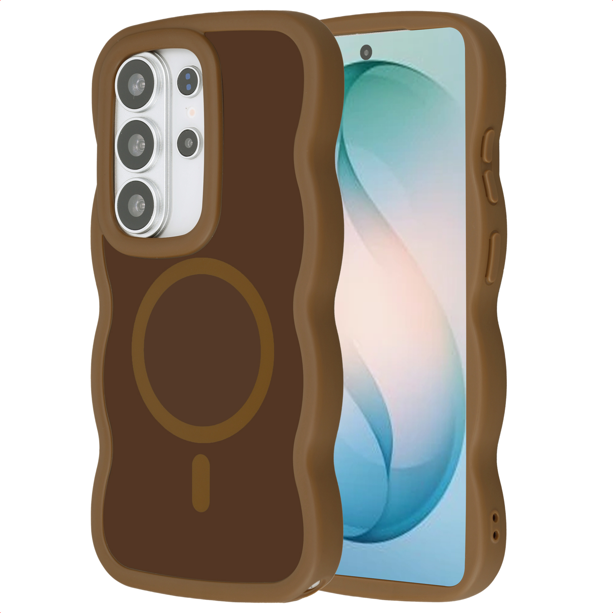 Selencia Wavy Backcover mit MagSafe für das Samsung Galaxy S26 Ultra - Mocha Brown