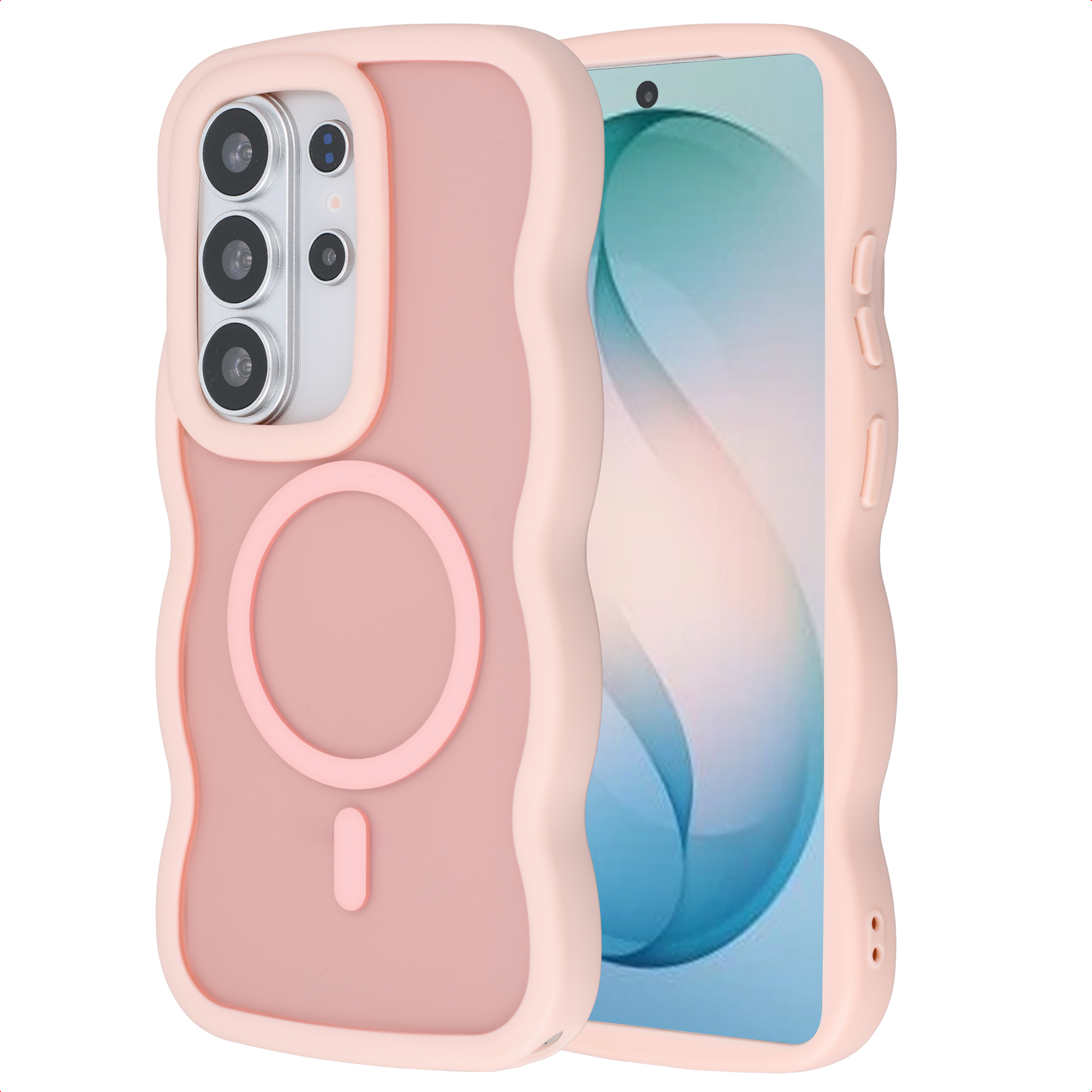 Selencia Wavy Backcover mit MagSafe für das Samsung Galaxy S26 Ultra - Soft Pink