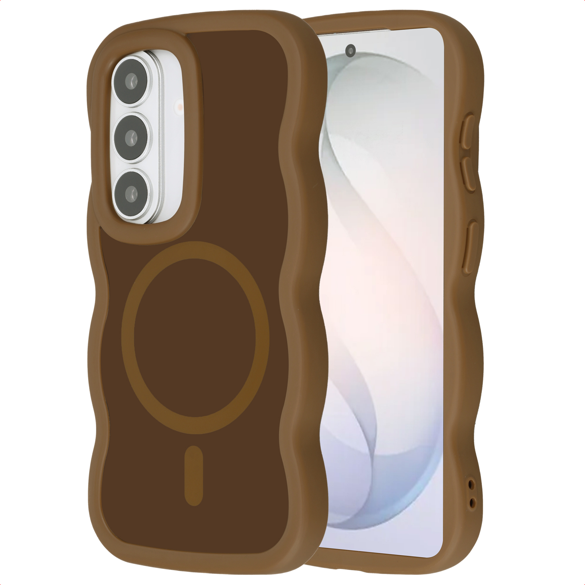 Selencia Wavy Backcover mit MagSafe für das Samsung Galaxy S26 - Mocha Brown