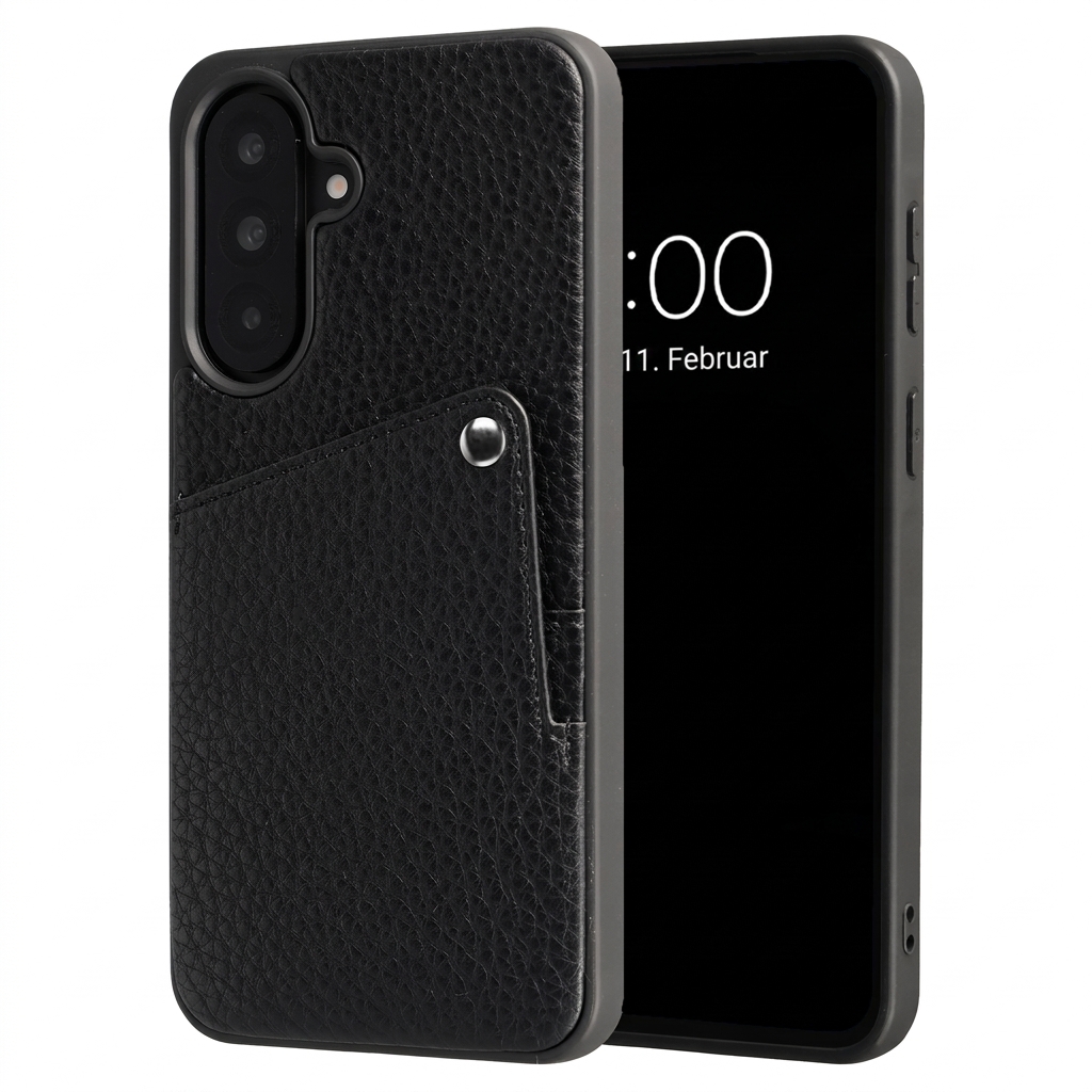 Selencia Riva Back Cover mit Kartenfach für das Samsung Galaxy A37 (5G) - Schwarz
