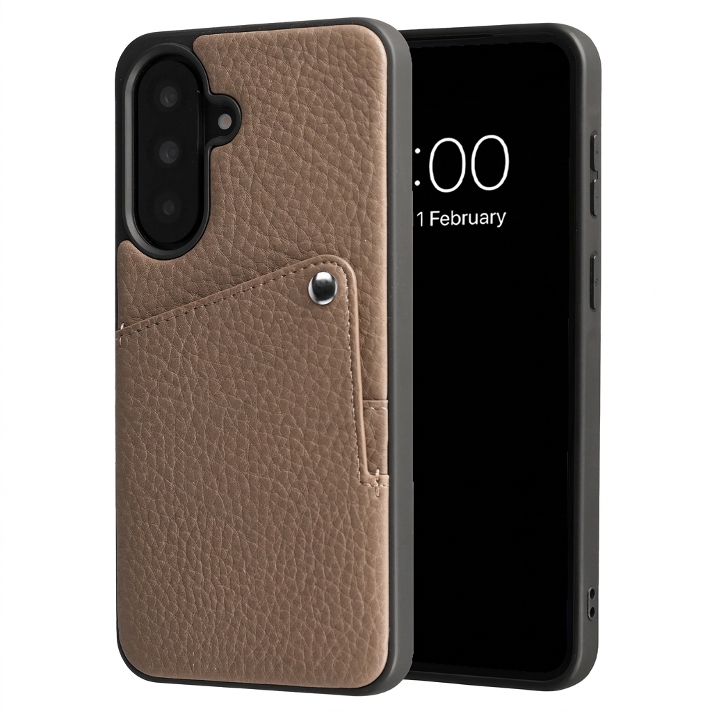 Selencia Riva Back Cover mit Kartenfach für das Samsung Galaxy A37 (5G) - Mocha Brown