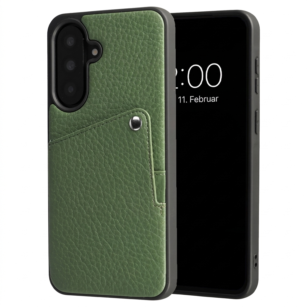 Selencia Riva Back Cover mit Kartenfach für das Samsung Galaxy A37 (5G) - Sage Green