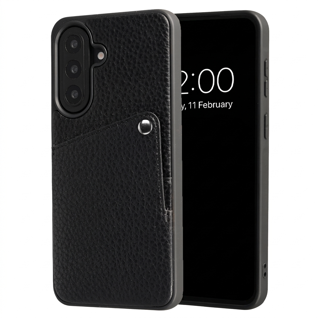 Selencia Riva Back Cover mit Kartenfach für das Samsung Galaxy A57 (5G) - Schwarz