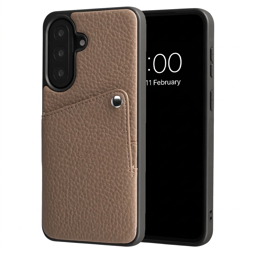 Selencia Riva Back Cover mit Kartenfach für das Samsung Galaxy A57 (5G) - Mocha Brown