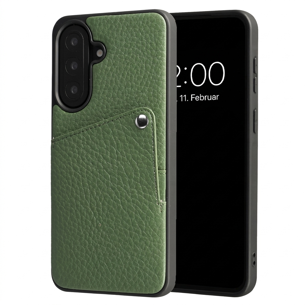 Selencia Riva Back Cover mit Kartenfach für das Samsung Galaxy A57 (5G) - Sage Green