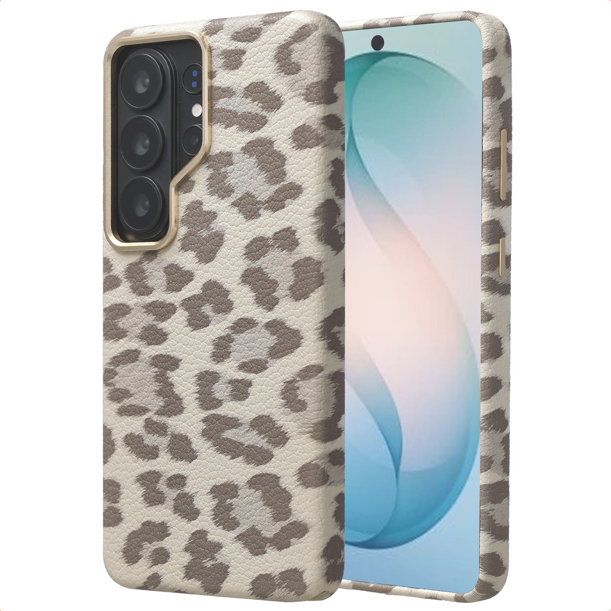 Selencia Sabi Backcover Leopardenmuster mit MagSafe für das Samsung Galaxy S26 Ultra - Soft Ivory