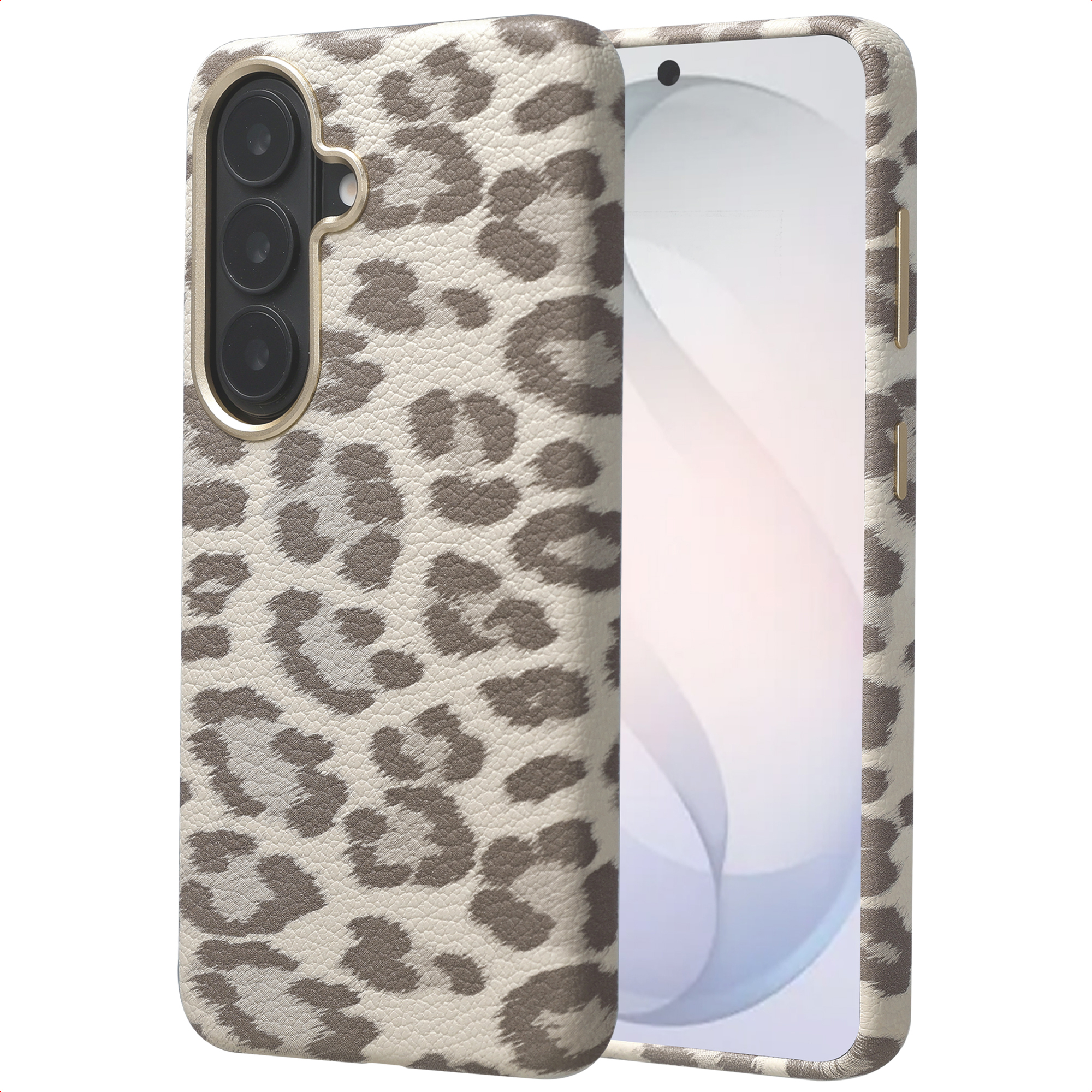 Selencia Sabi Backcover Leopardenmuster mit MagSafe für das Samsung Galaxy S26 - Soft Ivory