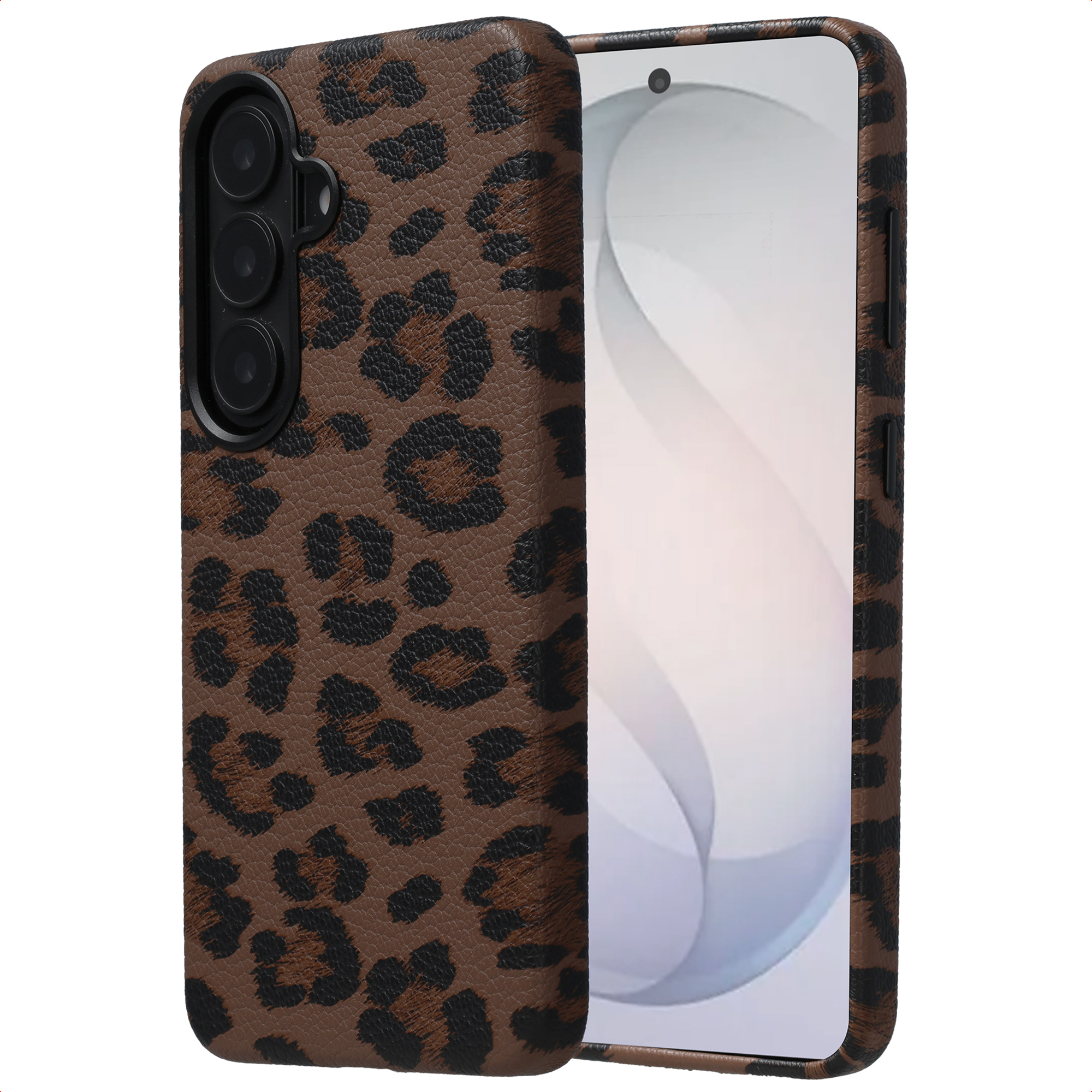 Selencia Sabi Backcover Leopardenmuster mit MagSafe für das Samsung Galaxy S26 - Mocha Brown