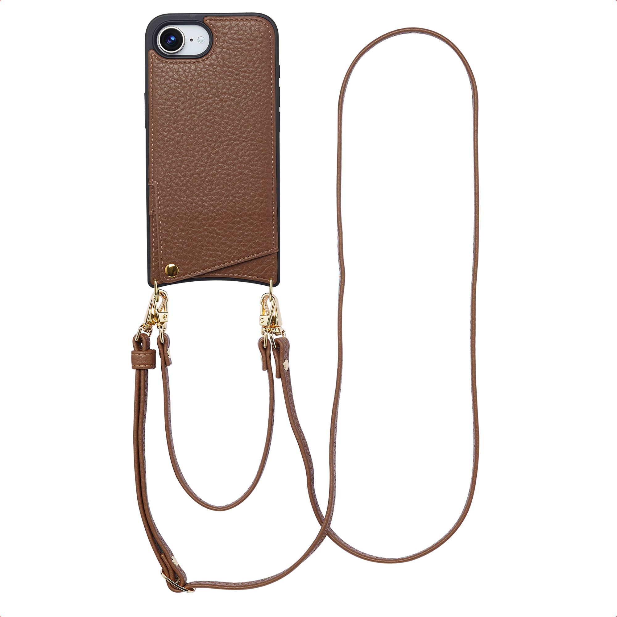 Selencia Nova HandyHülle mit Kordel und Kartenhalter für das Apple iPhone 17e / 16e - Mocha Brown