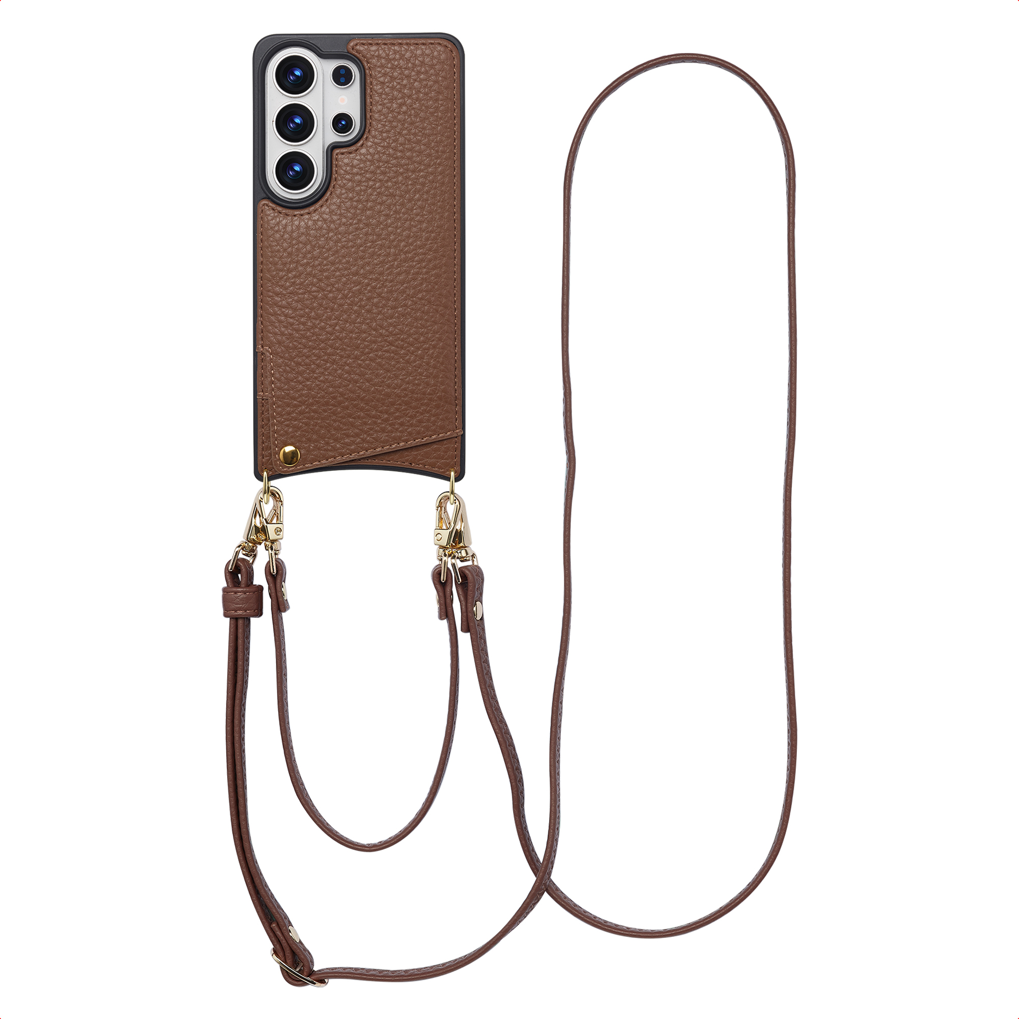 Selencia Nova HandyHülle mit Kordel und Kartenhalter für das Samsung Galaxy S26 Ultra - Mocha Brown