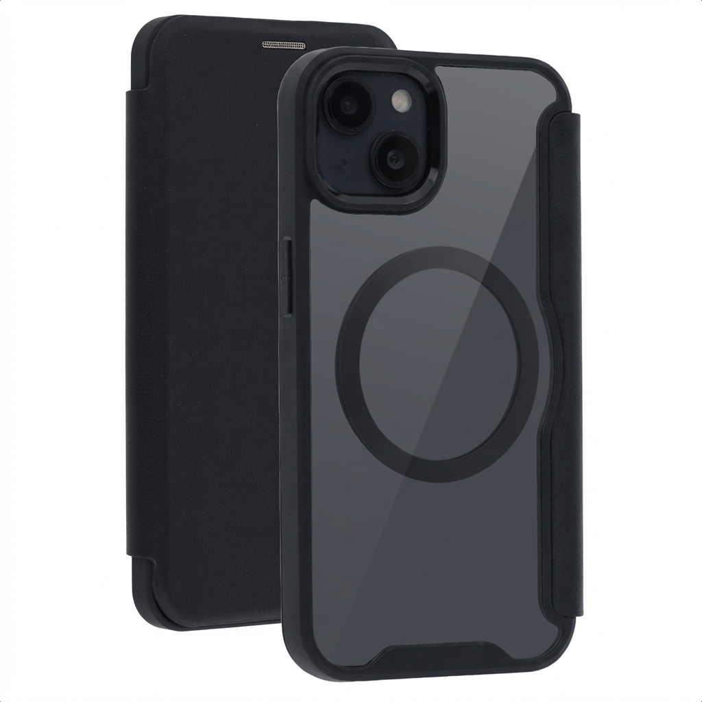 imoshion Transparente Bookcase mit MagSafe für das Apple iPhone 15 - Schwarz