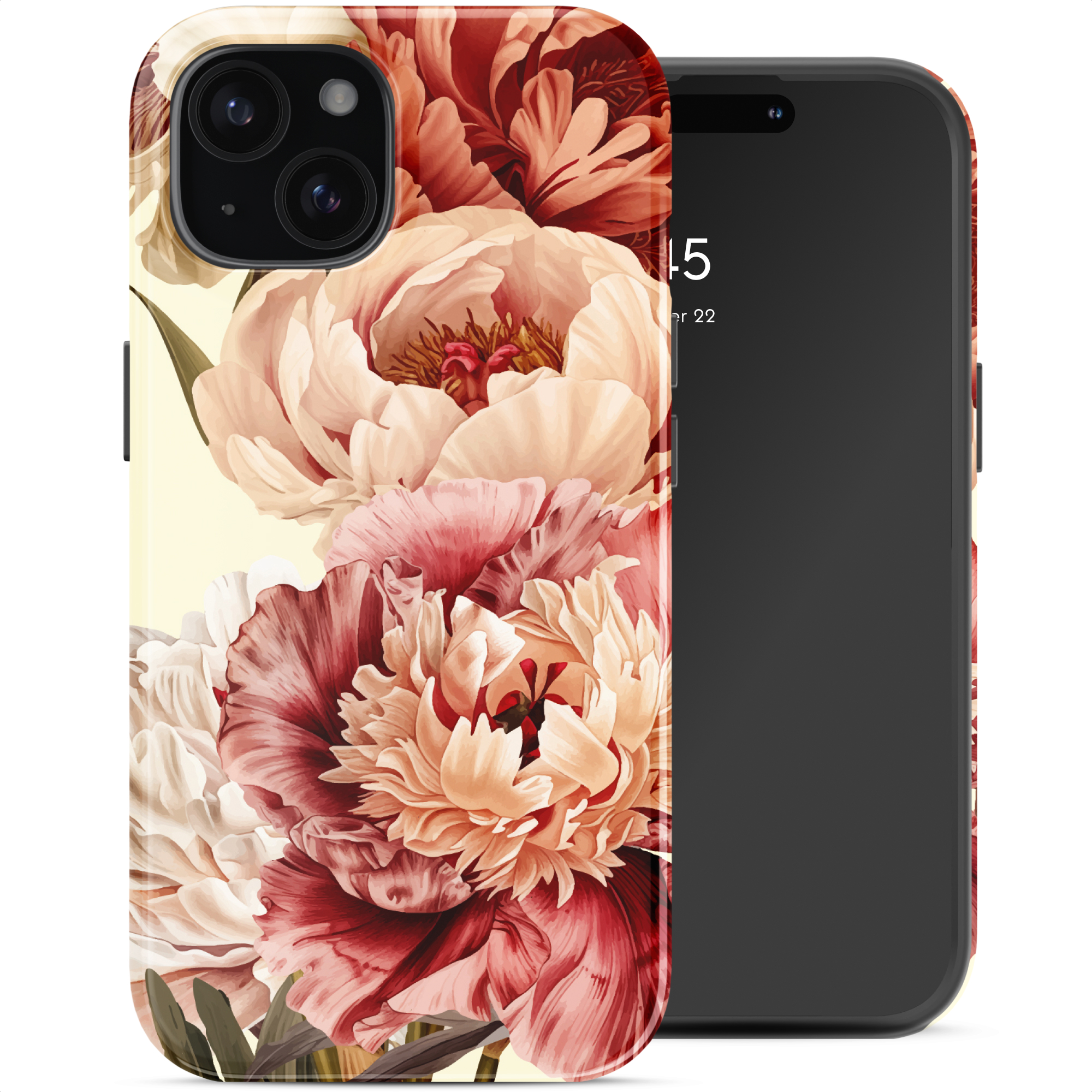 Selencia Vivid Back Cover für das Apple iPhone 15 - Vintage Peony