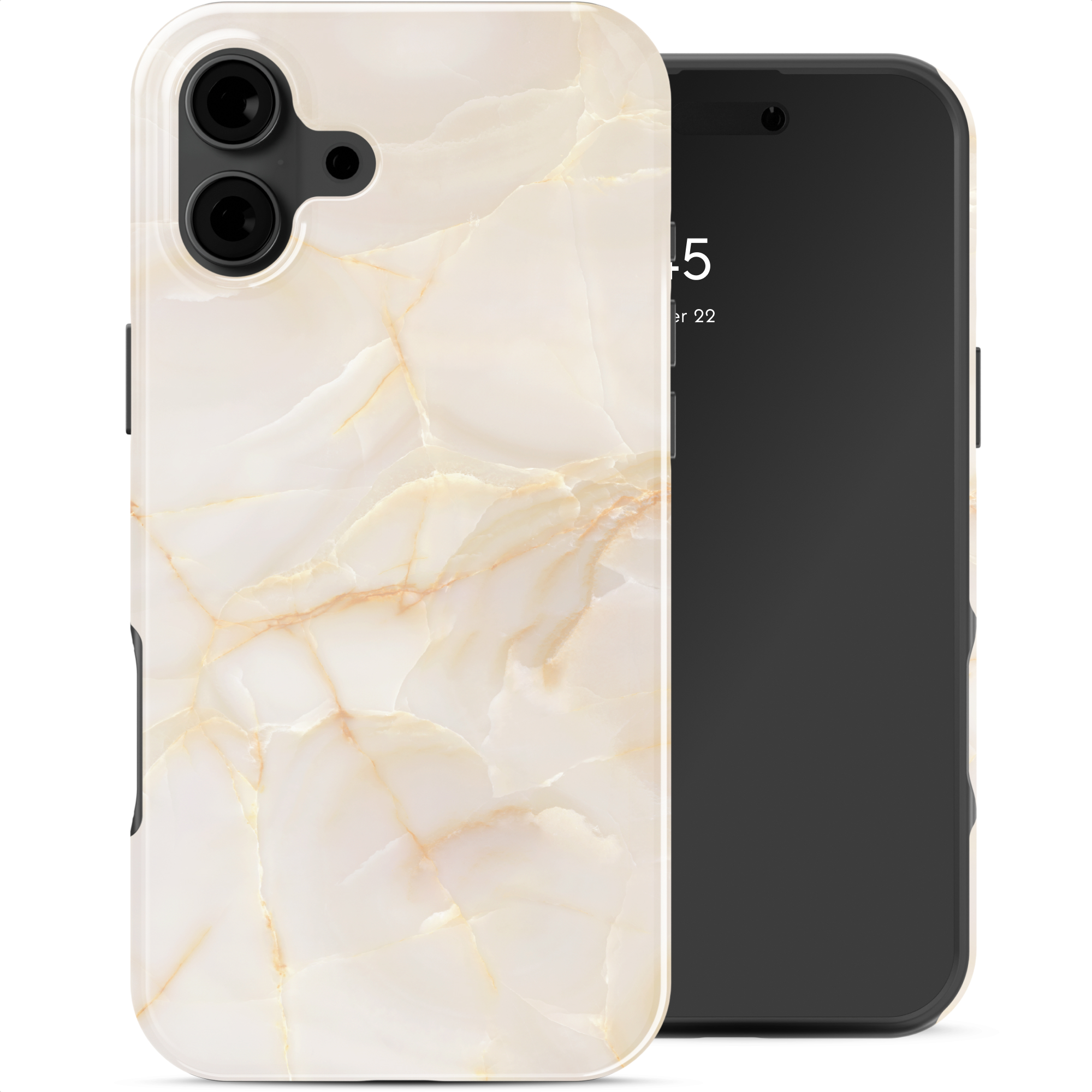Selencia Vivid Back Cover für das Apple iPhone 16 - Golden Beige Marble