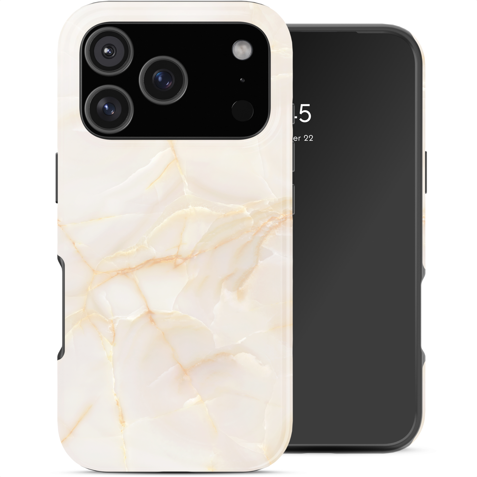 Selencia Vivid Back Cover für das Apple iPhone 17 Pro Max - Golden Beige Marble