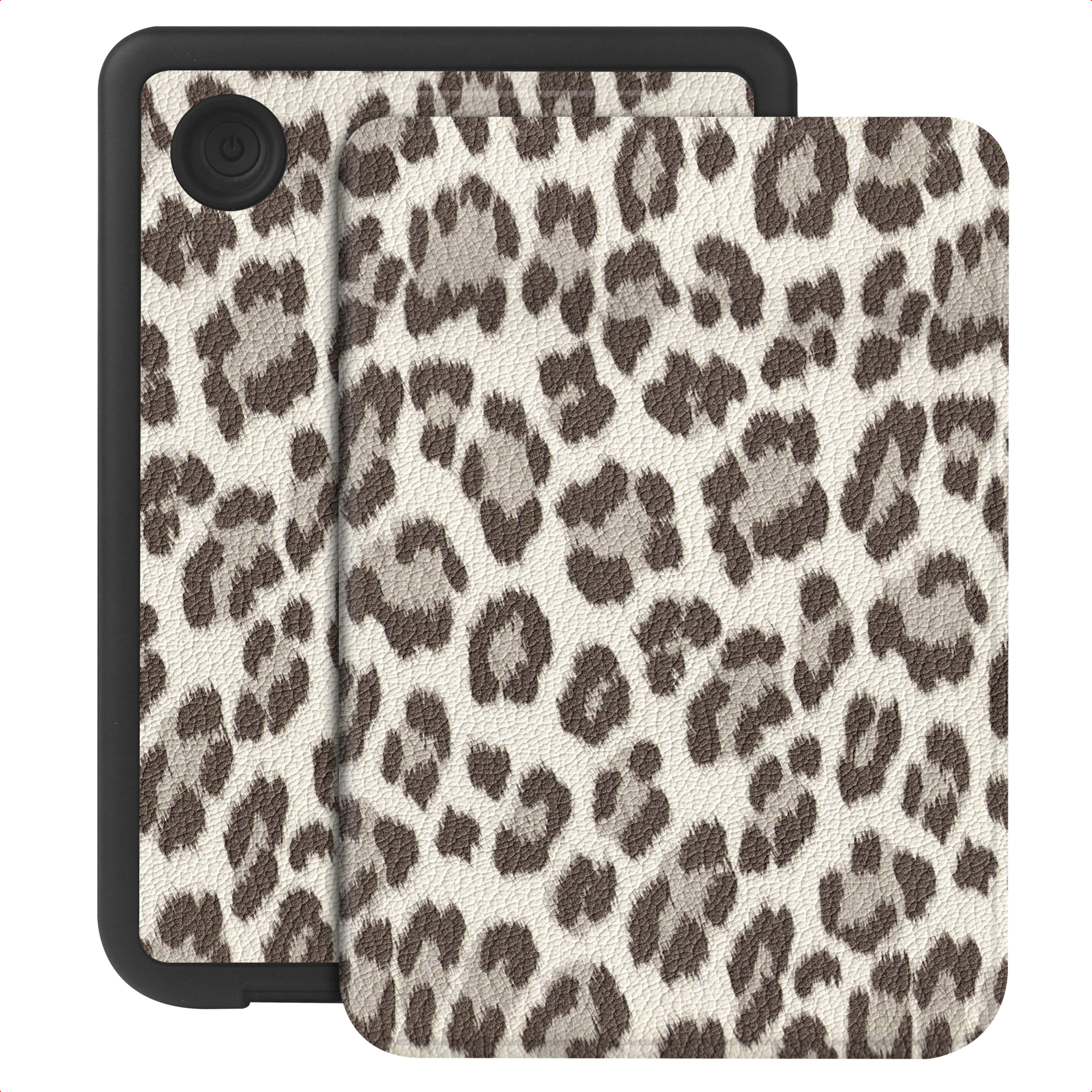 Selencia Sabi Klapphülle mit Leopardenmuster für das Kobo Clara Colour / Clara BW - Soft Ivory