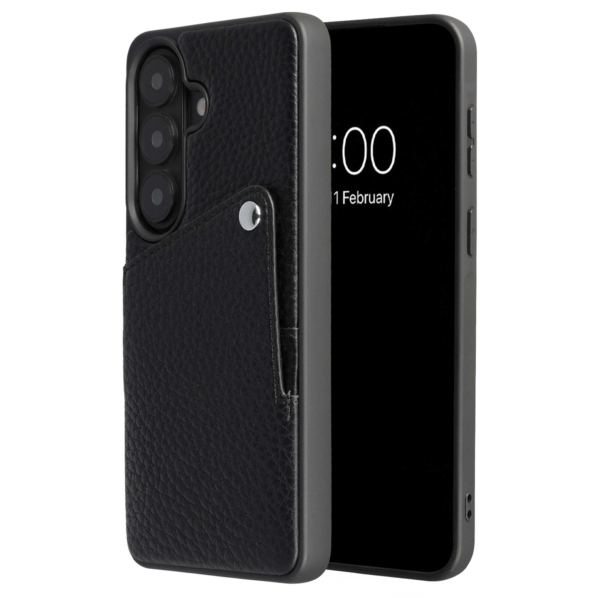 Selencia Riva Back Cover mit Kartenfach für das Samsung Galaxy S26 Plus - Schwarz