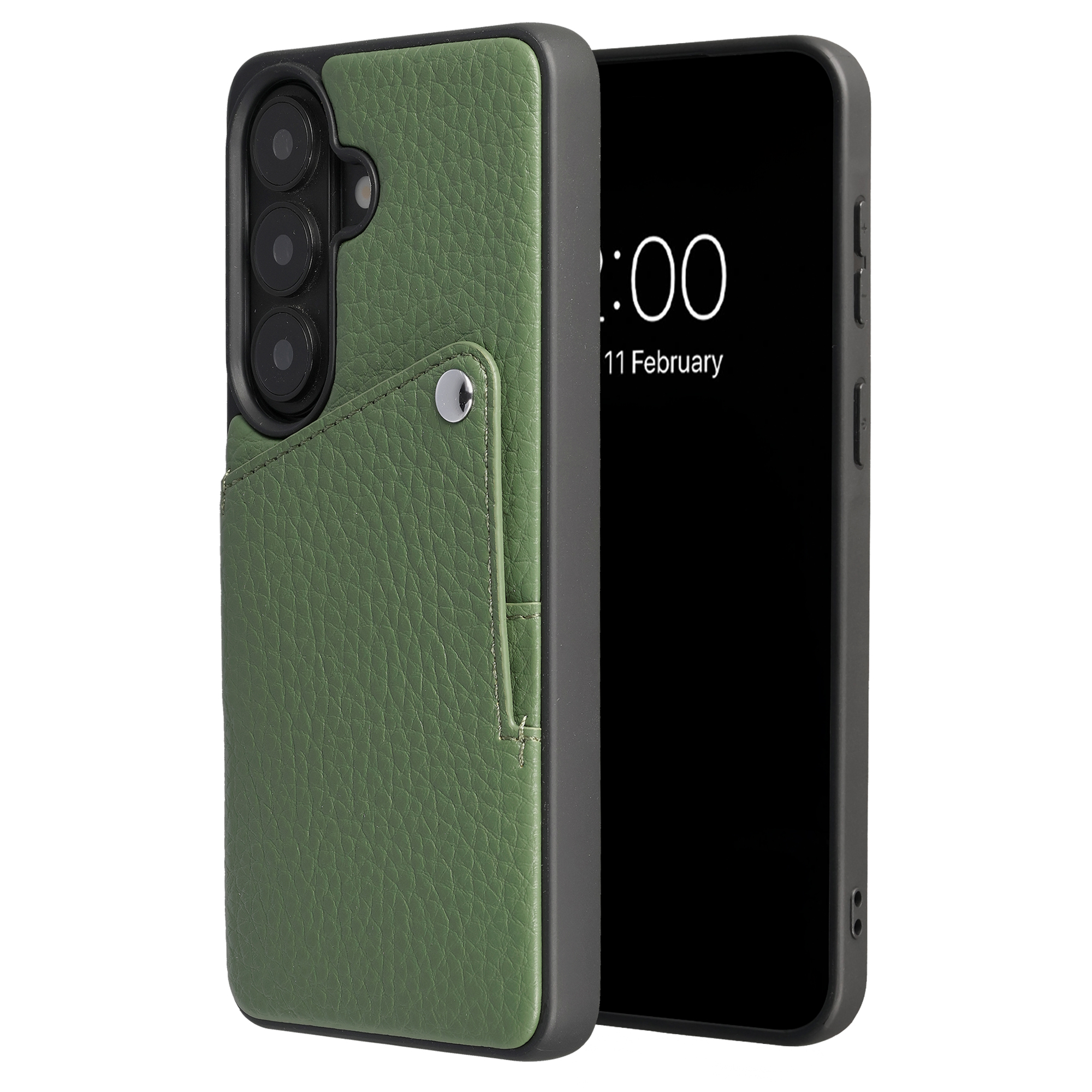 Selencia Riva Back Cover mit Kartenfach für das Samsung Galaxy S26 Plus - Sage Green