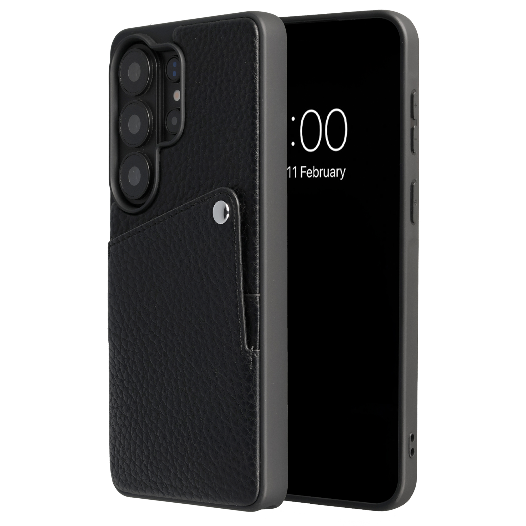 Selencia Riva Back Cover mit Kartenfach für das Samsung Galaxy S26 Ultra - Schwarz