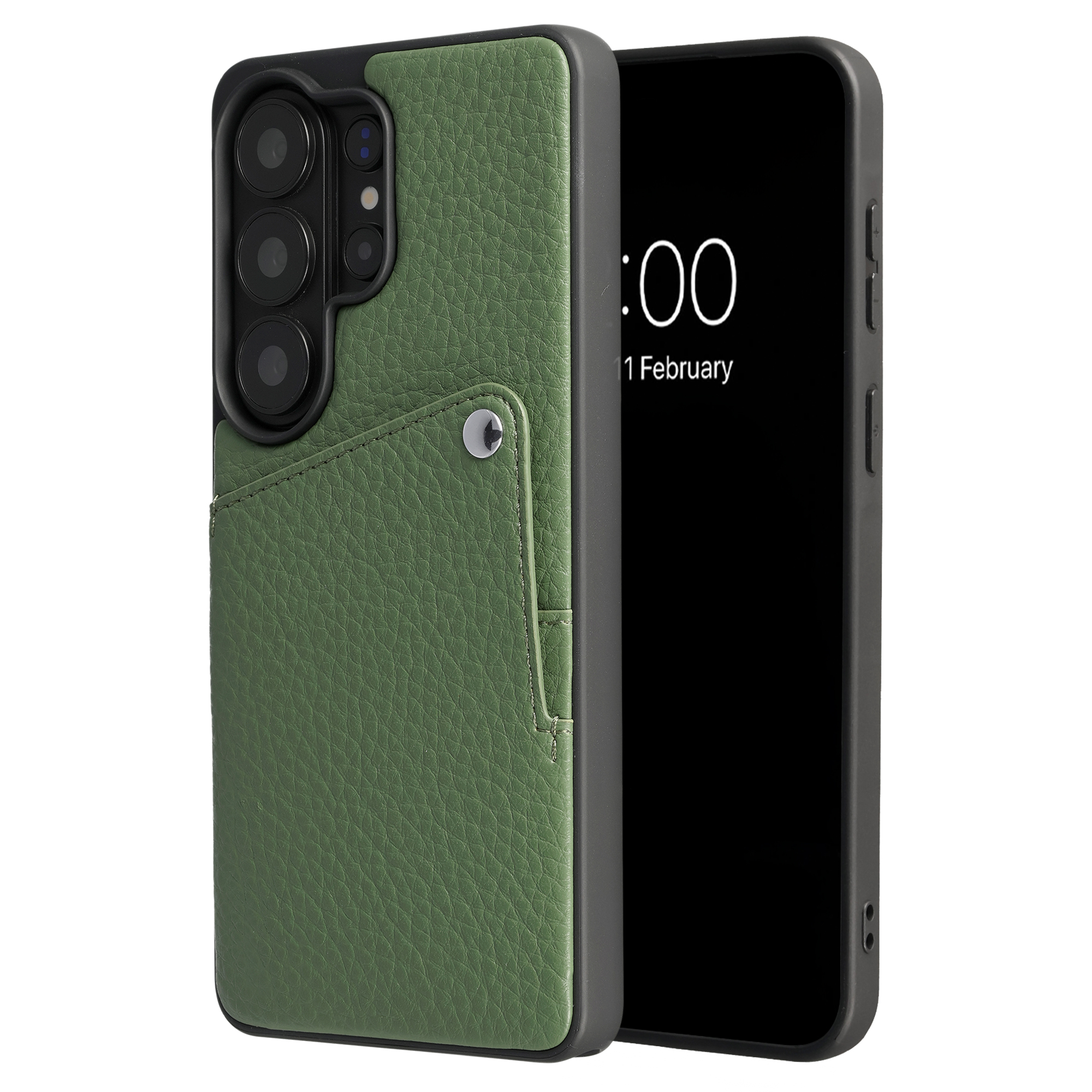 Selencia Riva Back Cover mit Kartenfach für das Samsung Galaxy S26 Ultra - Sage Green