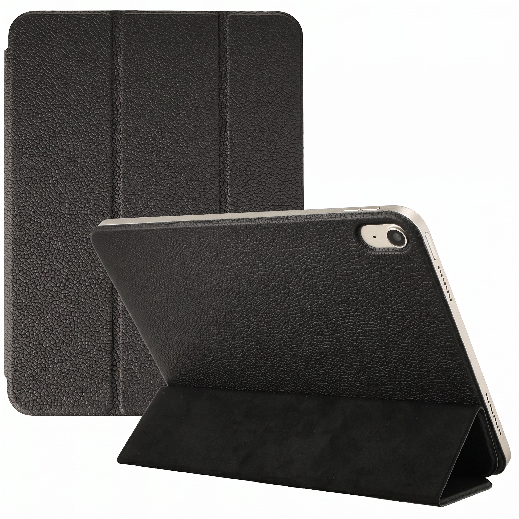 Accezz Leder Trifold Klaphülle für das Apple iPad 11 (2025) 11 Zoll A16 / iPad 10 (2022) 10.9 Zoll - Schwarz