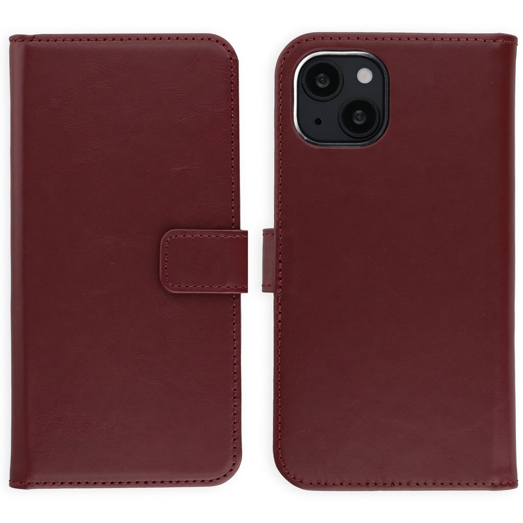Selencia Echtleder Klapphülle für das Apple iPhone 14 - Burgundy