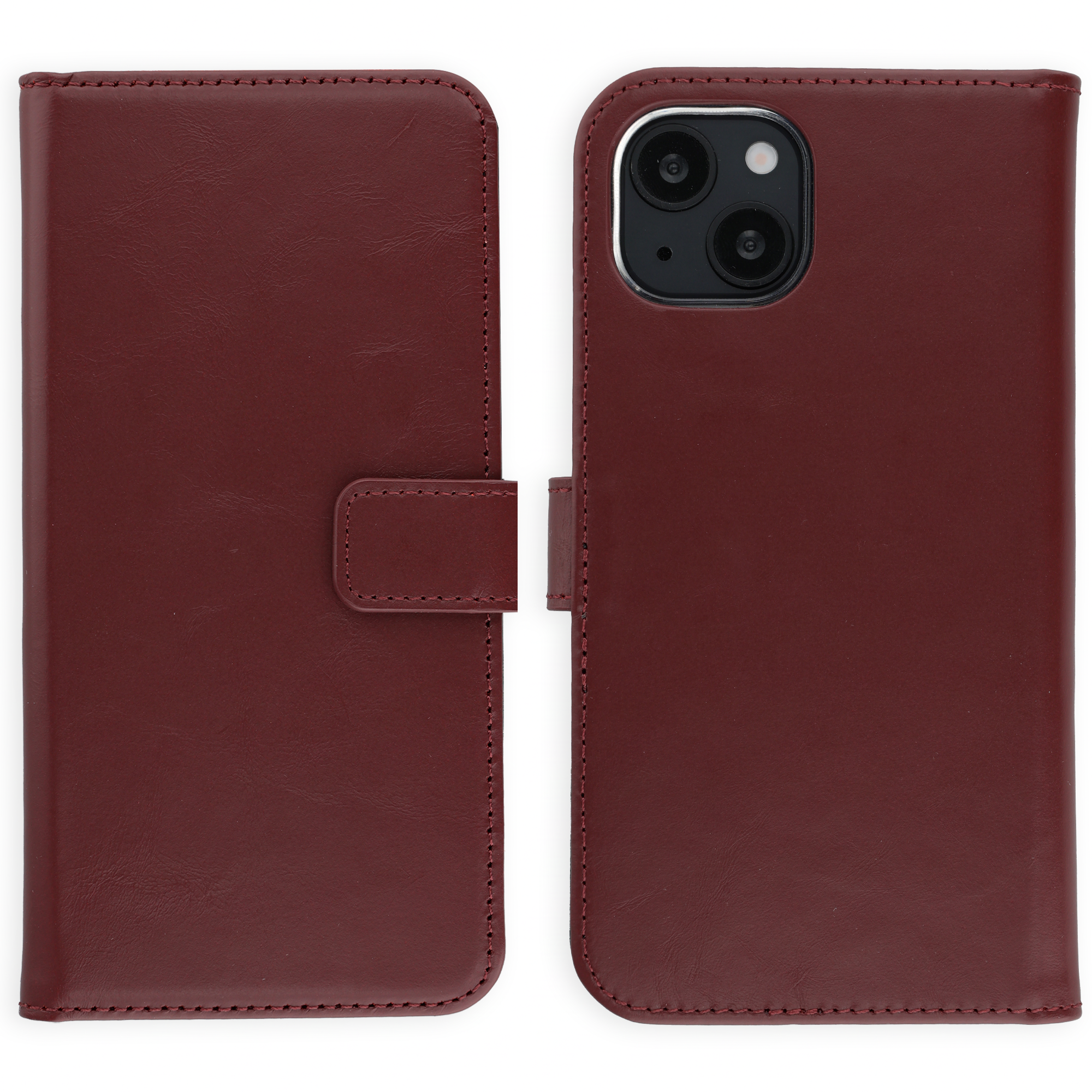Selencia Echtleder Klapphülle für das Apple iPhone 15 - Burgundy