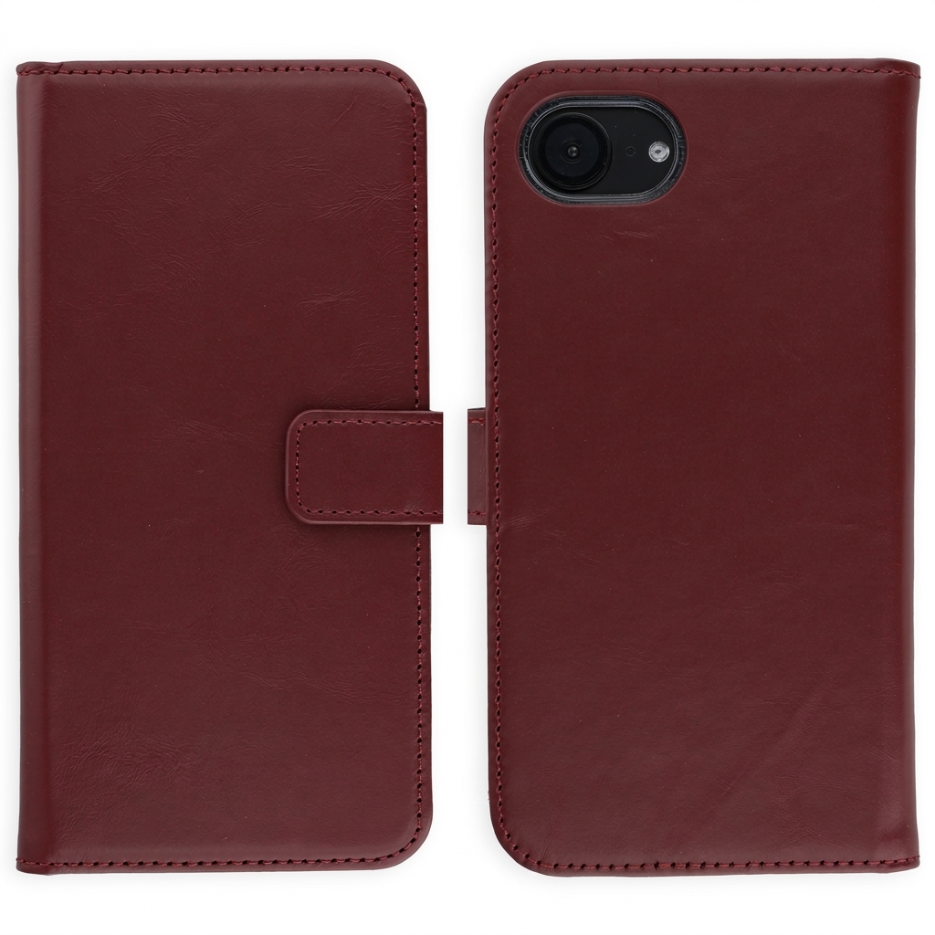 Selencia Echtleder Klapphülle für das Apple iPhone 17e / 16e - Burgundy