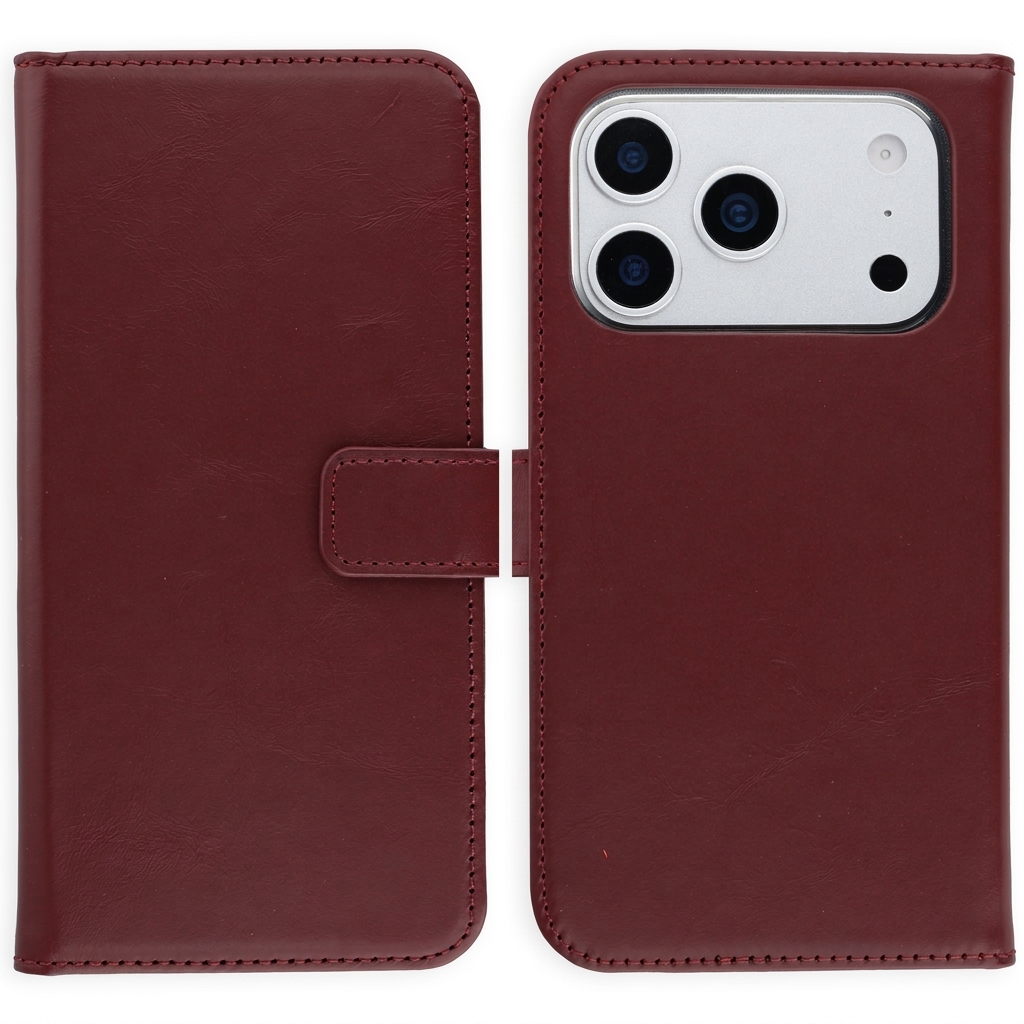 Selencia Echtleder Klapphülle für das Apple iPhone 17 Pro Max - Burgundy