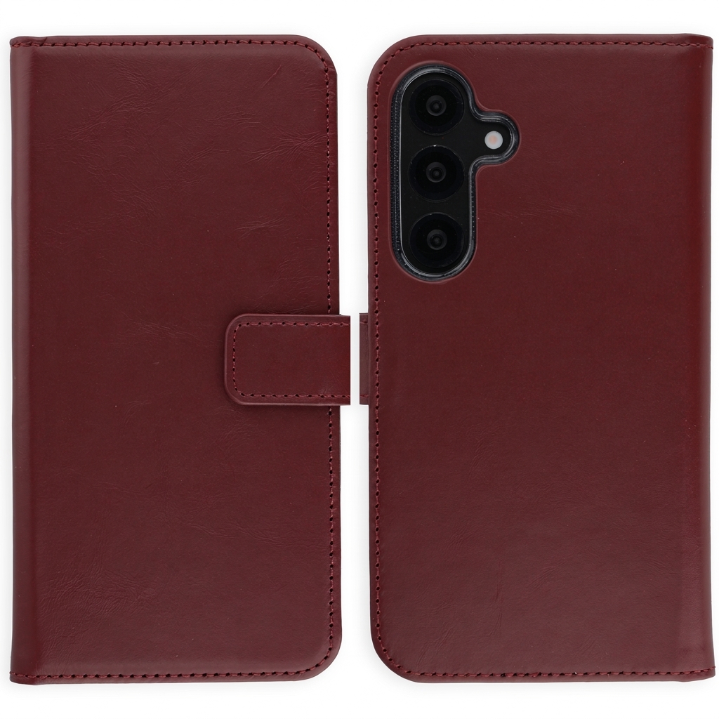 Selencia Echtleder Klapphülle für das Samsung Galaxy S25 - Burgundy
