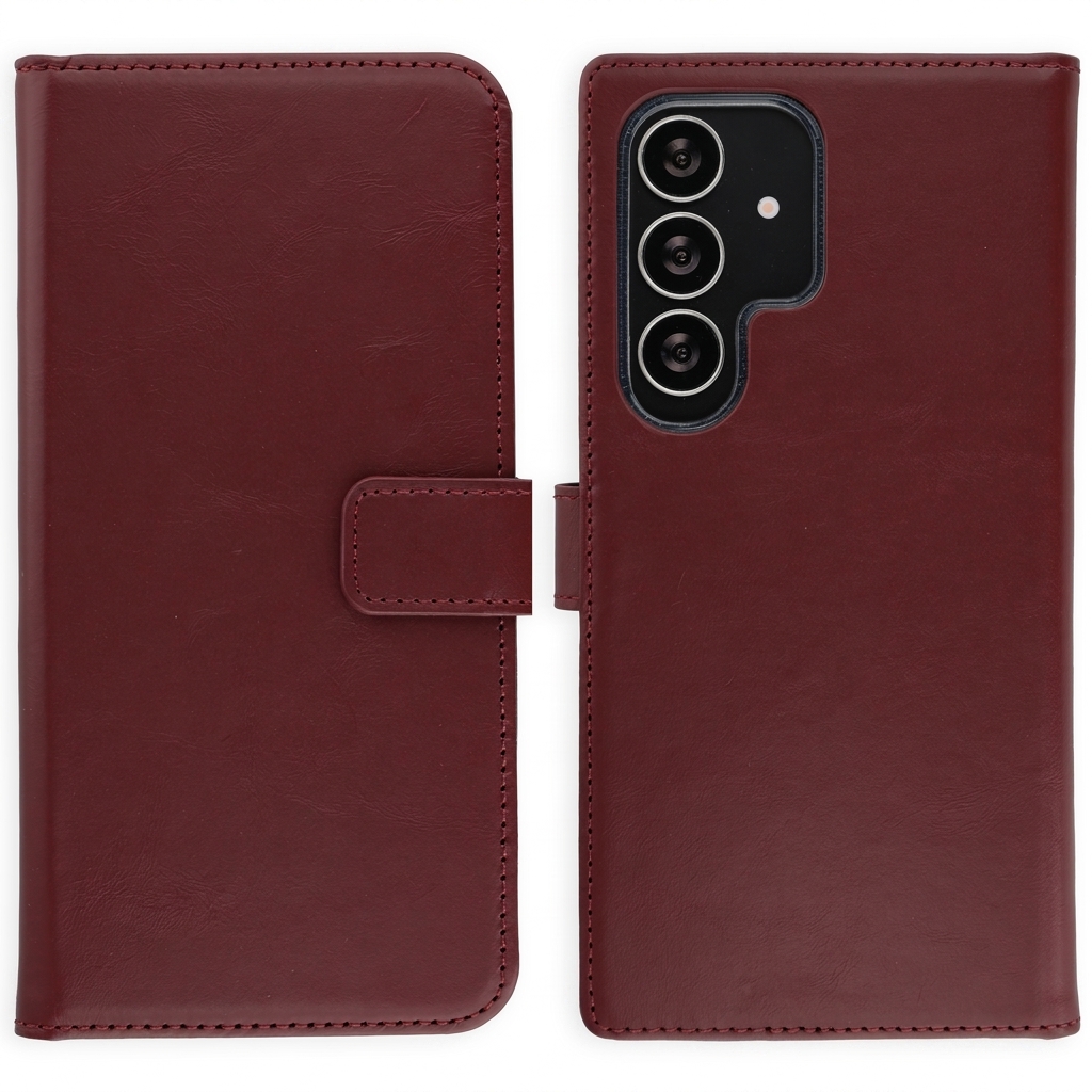 Selencia Echtleder Klapphülle für das Samsung Galaxy S25 Ultra - Burgundy