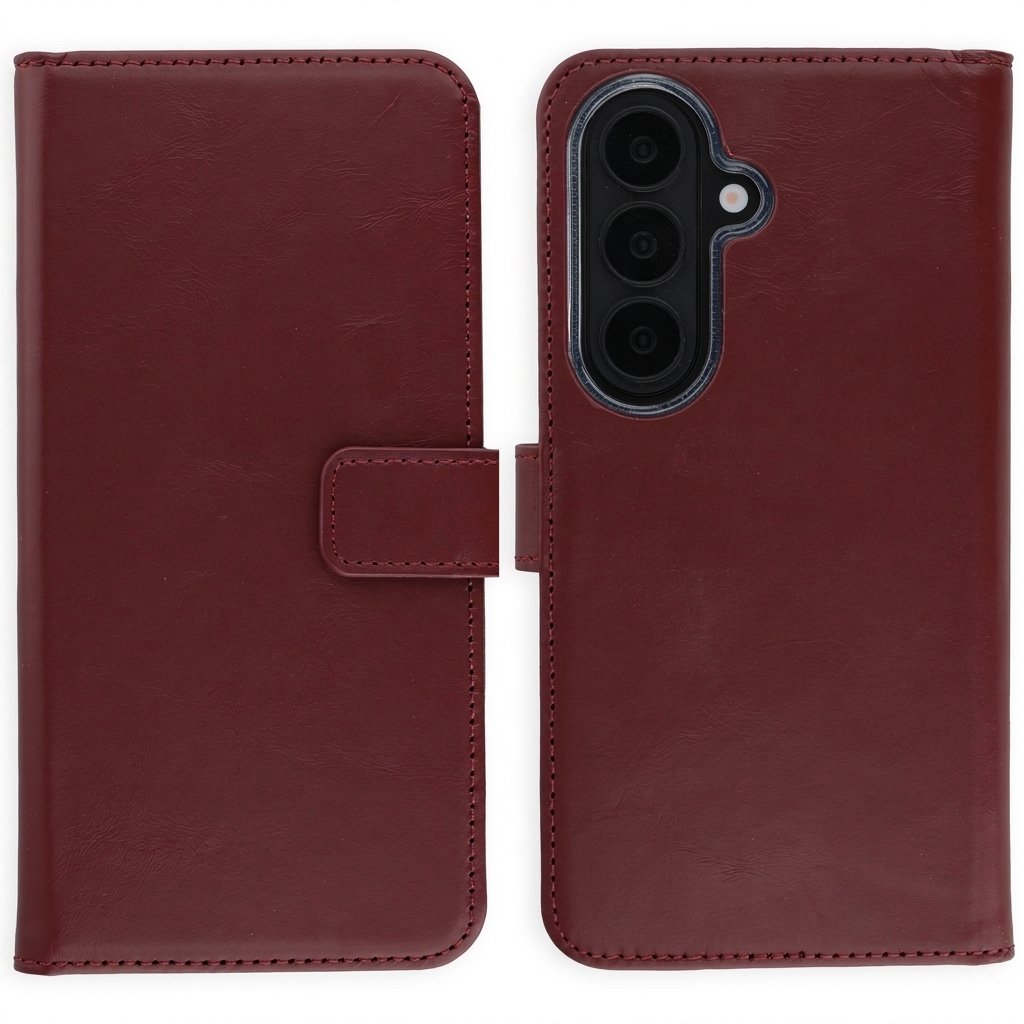 Selencia Echtleder Klapphülle für das Samsung Galaxy S26 - Burgundy