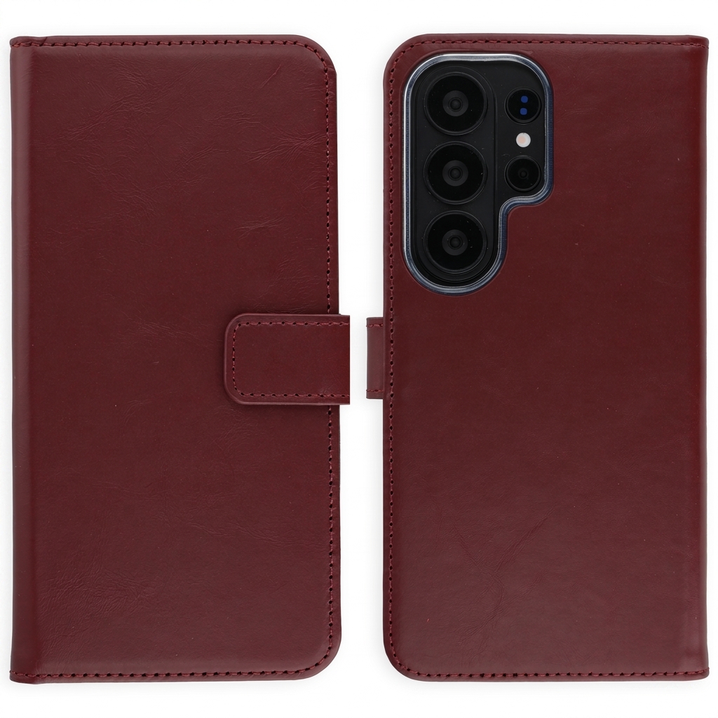 Selencia Echtleder Klapphülle für das Samsung Galaxy S26 Ultra - Burgundy