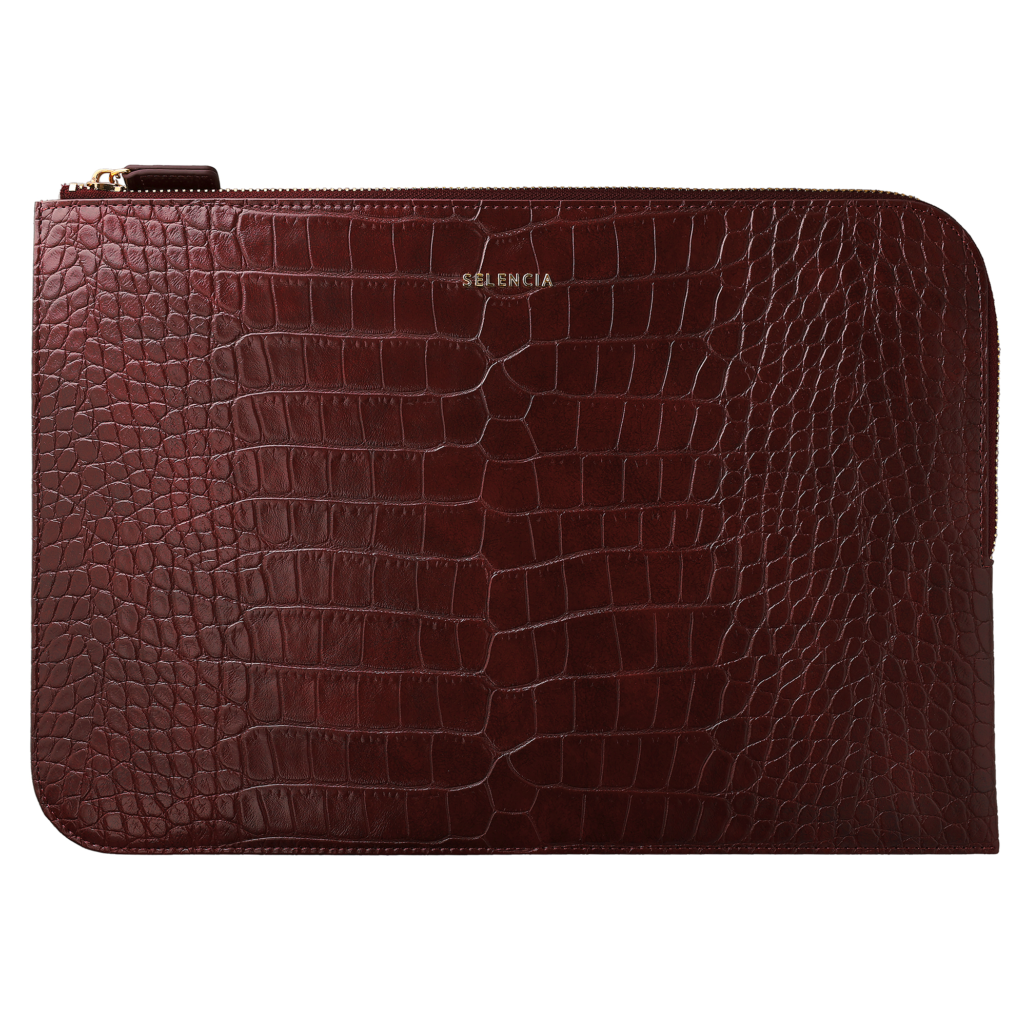 Selencia Croco Laptop Hülle 14 Zoll - Laptop Sleeve - Burgundy