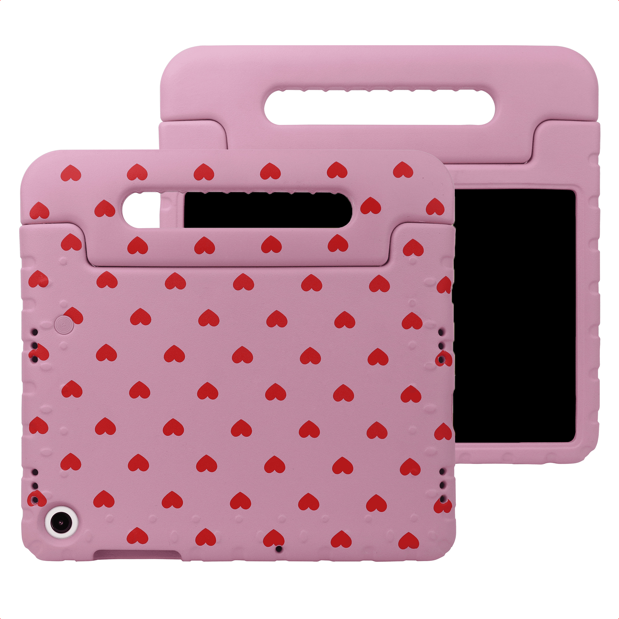 imoshion Kinder­sicheres Design Backcover mit Griff für das Samsung Galaxy Tab A11 Plus / A9 Plus - Rote Herzchen