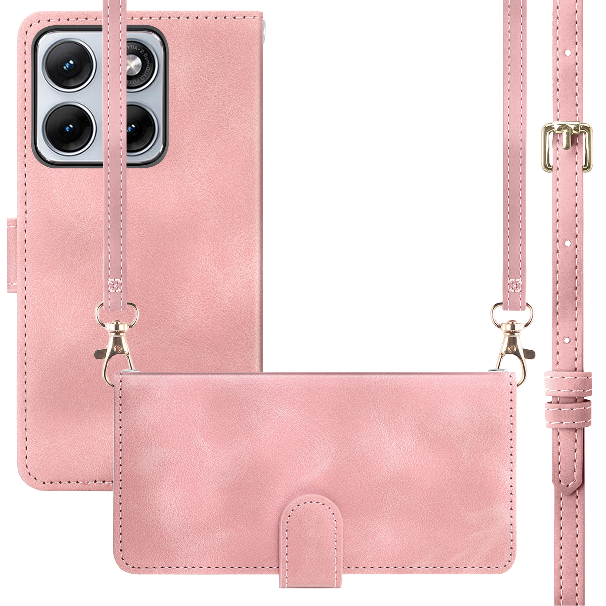 imoshion Klapphülle mit Kordel für das Motorola Edge 70 Fusion - Rosa