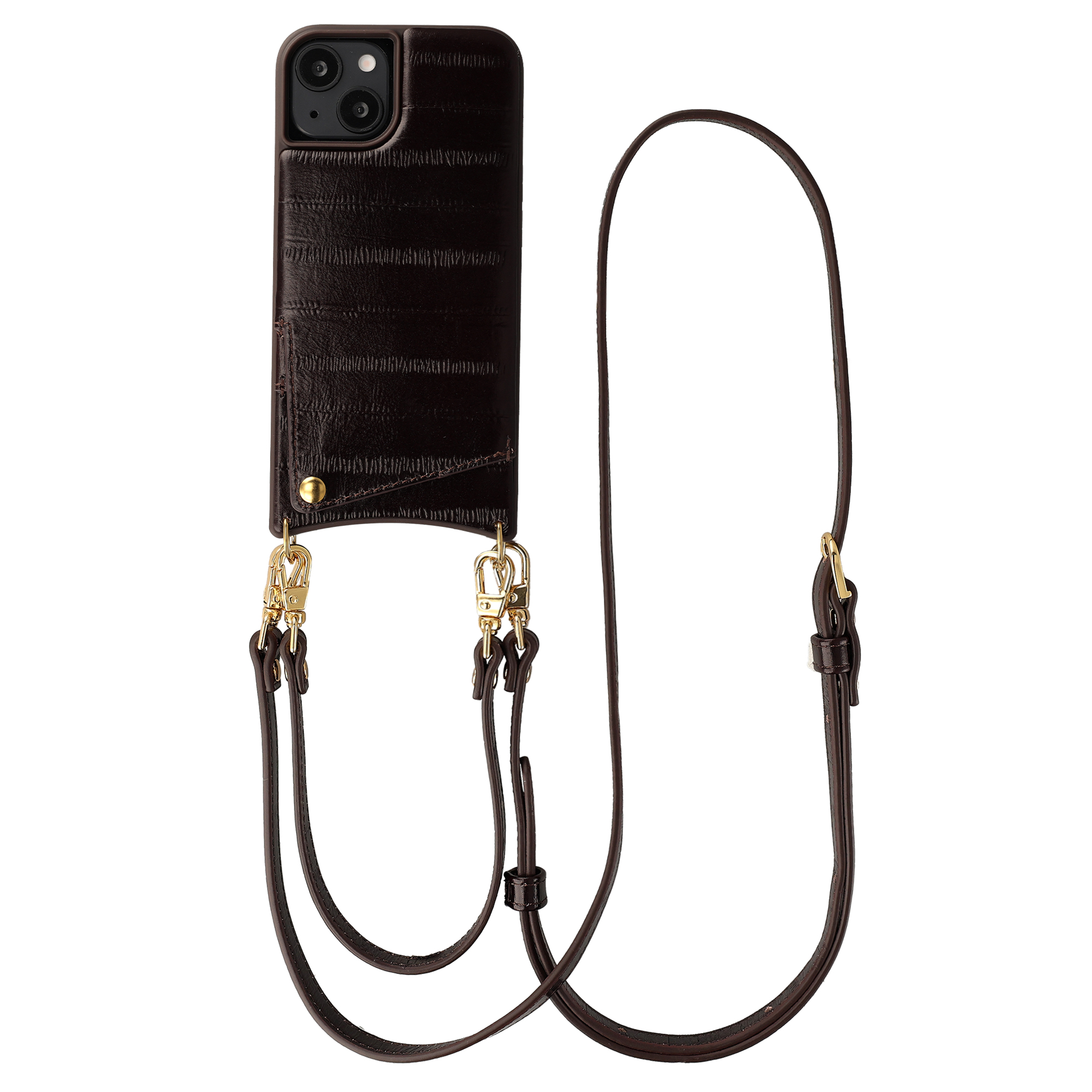 Selencia Nova Echtleder Backcover mit Kartenhalter für das Apple iPhone 14 / 13 - Dark Chocolate
