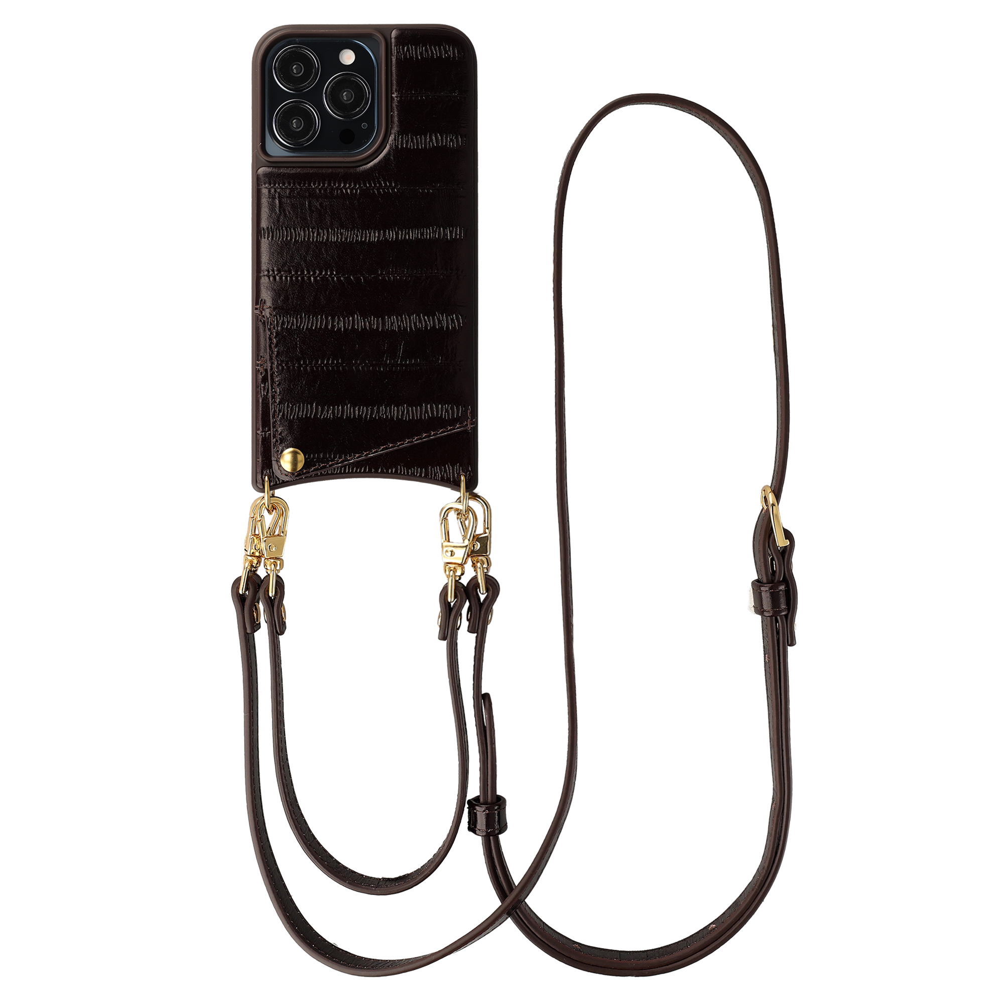 Selencia Nova Echtleder Backcover mit Kartenhalter für das Apple iPhone 13 Pro - Dark Chocolate
