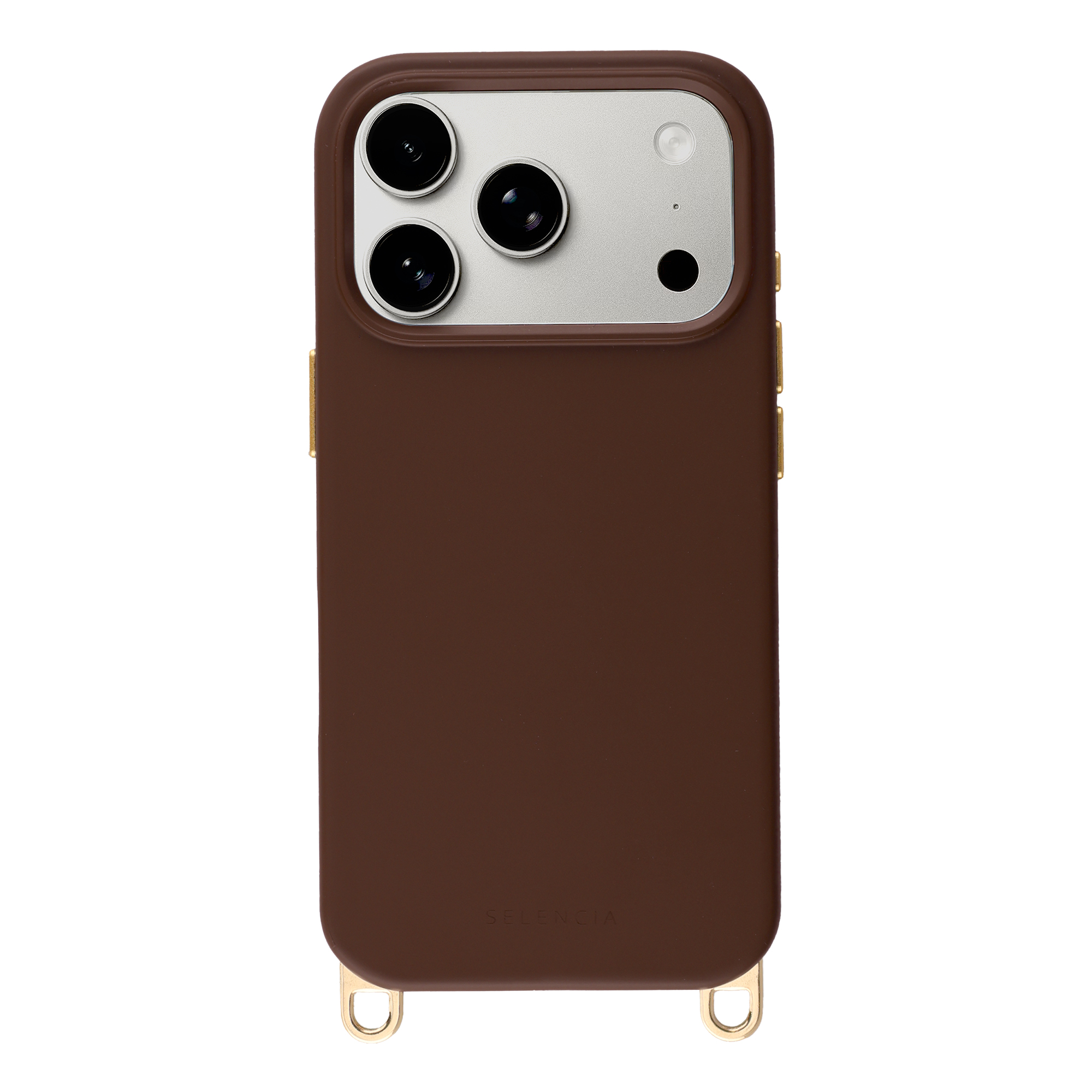 Selencia Rivièra Backcover mit MagSafe mit abnehmbaren Haken für das Apple iPhone 17 Pro - Choco Brown