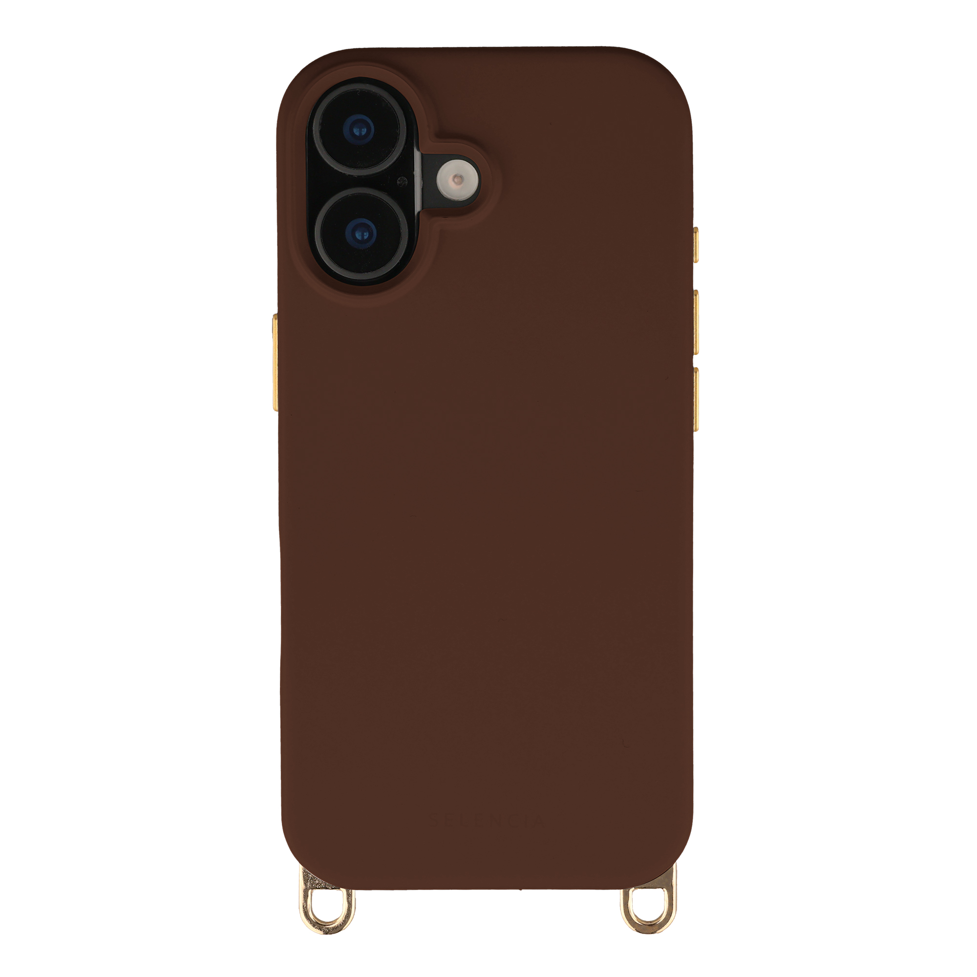 Selencia Rivièra Backcover mit MagSafe mit abnehmbaren Haken für das Apple iPhone 17 - Choco Brown