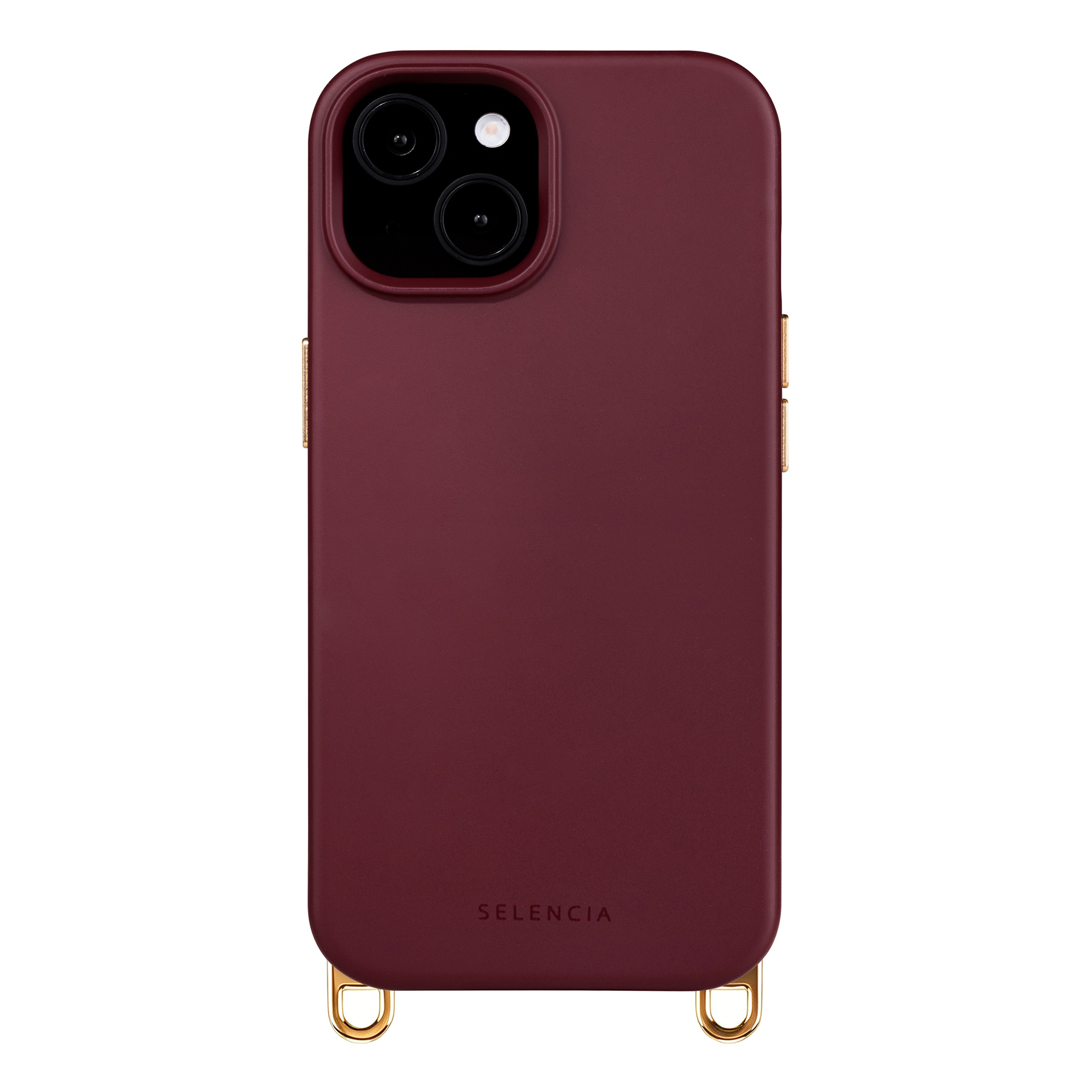 Selencia Rivièra Backcover mit MagSafe mit abnehmbaren Haken für das Apple iPhone 14 / 13 - Bold Burgundy