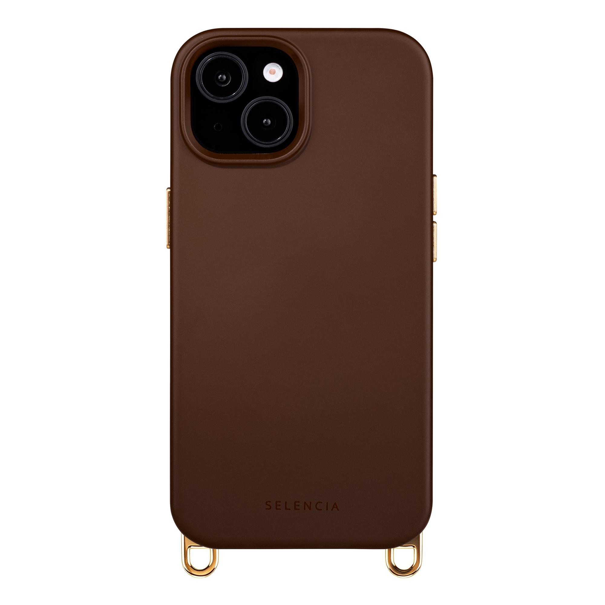 Selencia Rivièra Backcover mit MagSafe mit abnehmbaren Haken für das Apple iPhone 14 / 13 - Choco Brown